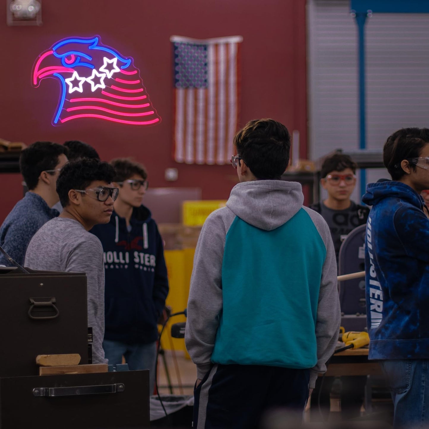 Patriotic Eagle Flag Neon Sign USA Stars and Stripes LED Sign for Wall American Flag Neon Lights Signs for Bedroom Memorial Day 4th of July Independence Day American Eagle Day Decorations