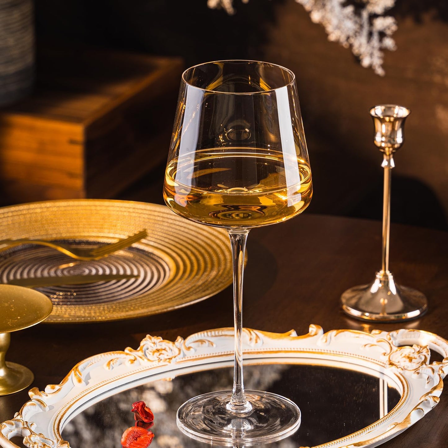 Hand Blown Red Wine Glasses Set of 4 – 23 oz Burgundy Wine Glasses With Long Stem – Large Premium Crystal Wine Glass – Unique Gift for Wedding, Anniversary, Mother’s Day – Clear Christmas, Birthday