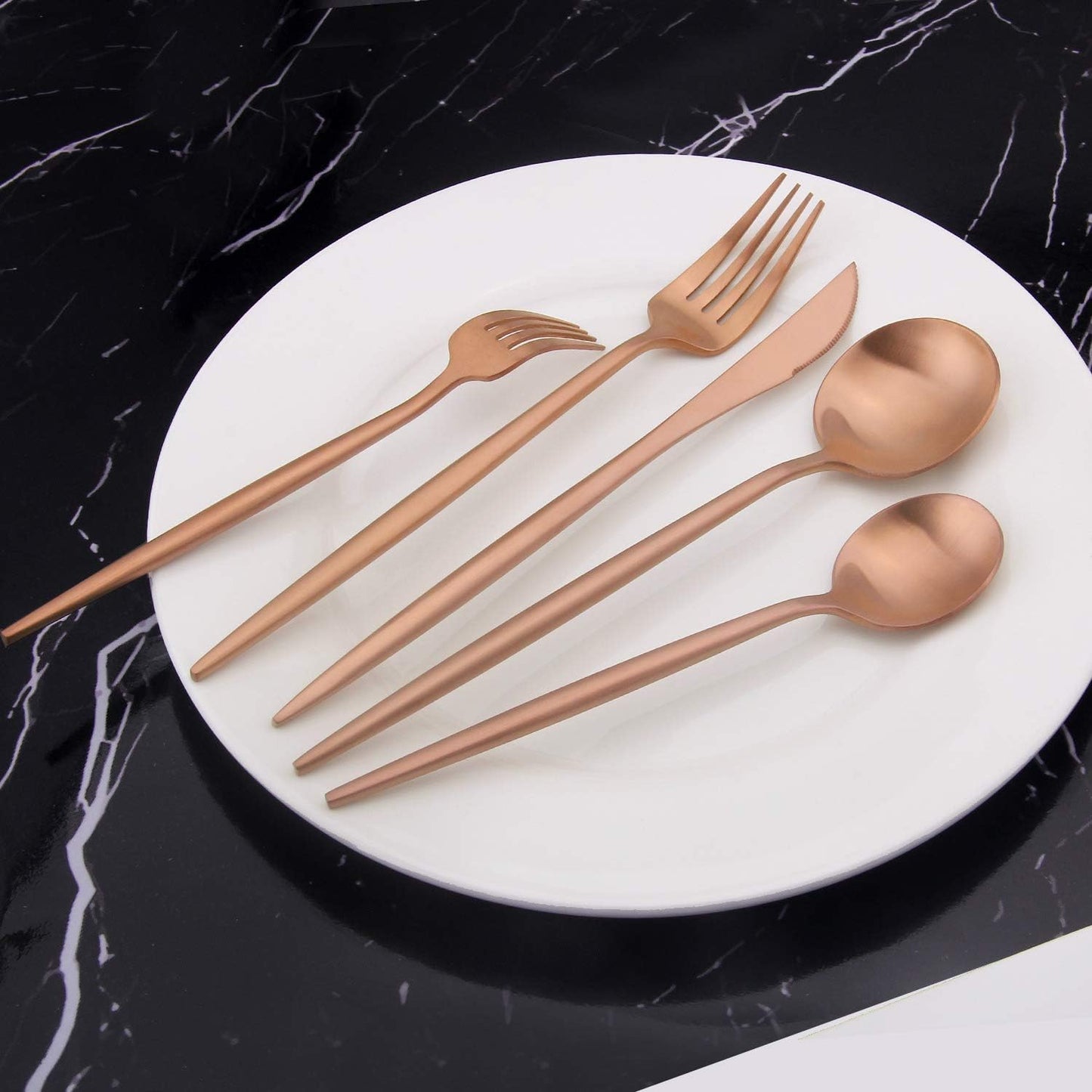 Matte Rosegold Silverware Set, Vanys 20 Piece Stainless Steel Cutlery Flatware Set, Kitchen Utensil Sets for 4, Tableware With Knife Spoons And Forks Set, Satin Finished Polished