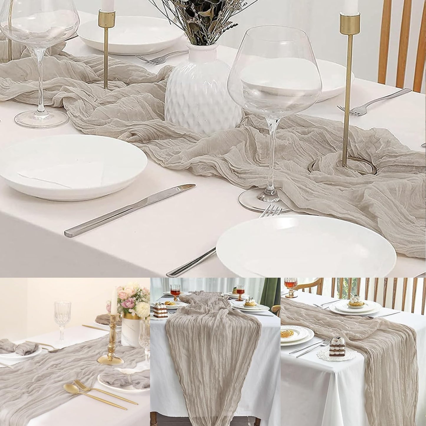 6 Pack Rose Brown Cheesecloth Table Runner 10FT Rustic Gauze Fabric Cheese Cloth Table Runner for Wedding Bridal Baby Shower Table Decor Boho Sheer Birthday Party Table Decorations 20 x 120 Inch Long