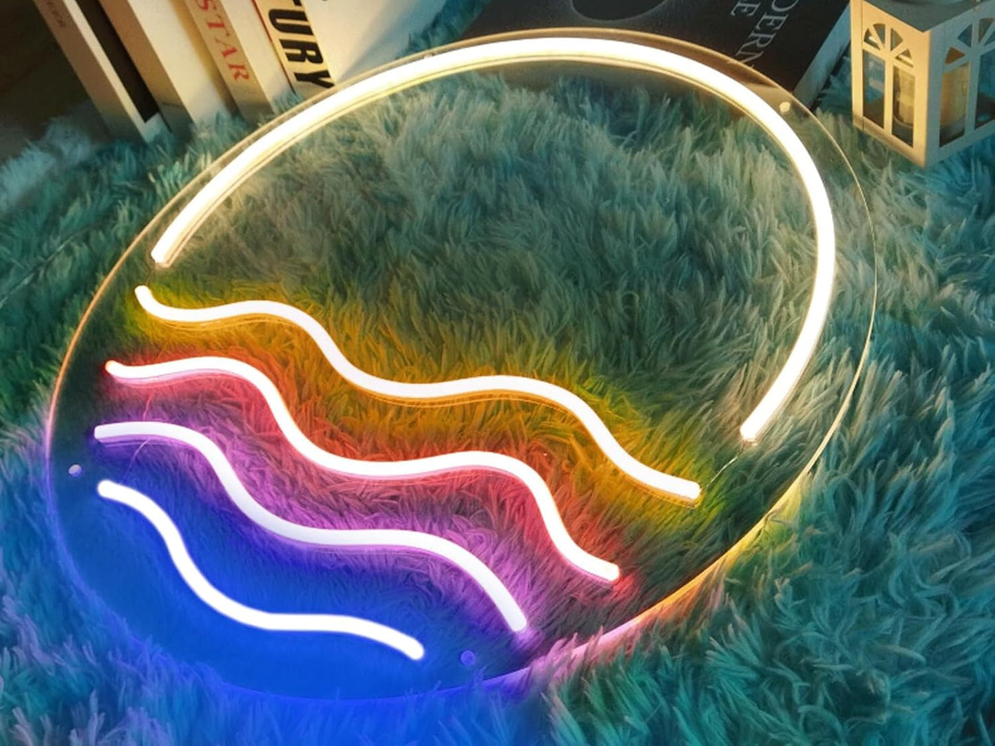 LED Decorative Lights USB Mountains Sunrise Sunset Led Neon Signs Home Decoration Wall Art Holiday Gift Brightness Adjustable 15''x15''