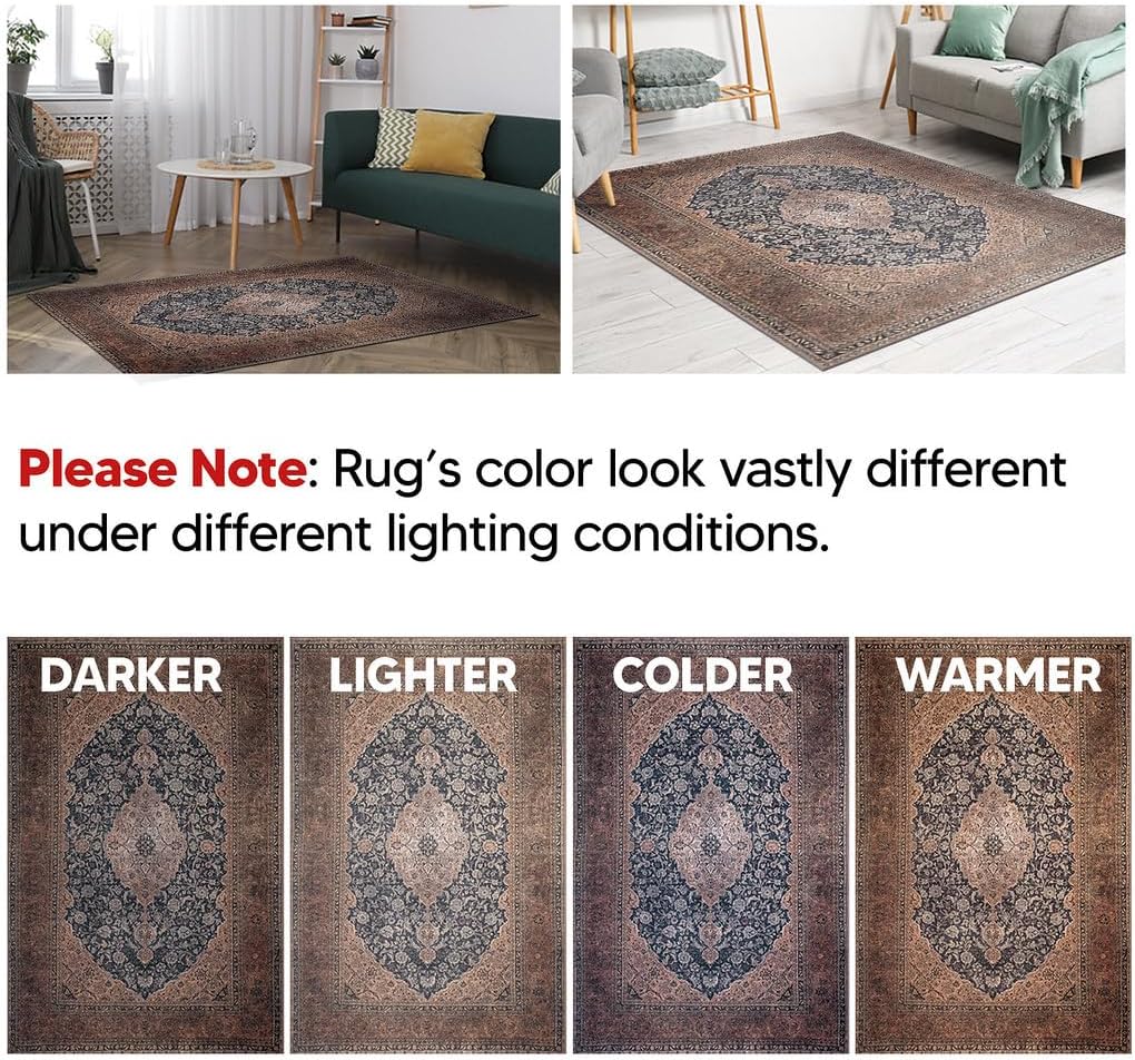 Keen Home Design 3x5 Rug - Machine Washable Entry Rug with Non-Slip Backing, Ideal for Enteryway, Kitchen, Bathroom, Laundry Room - Vintage, Easy Clean, Durable, Low Pile Rug - (3' x 5')