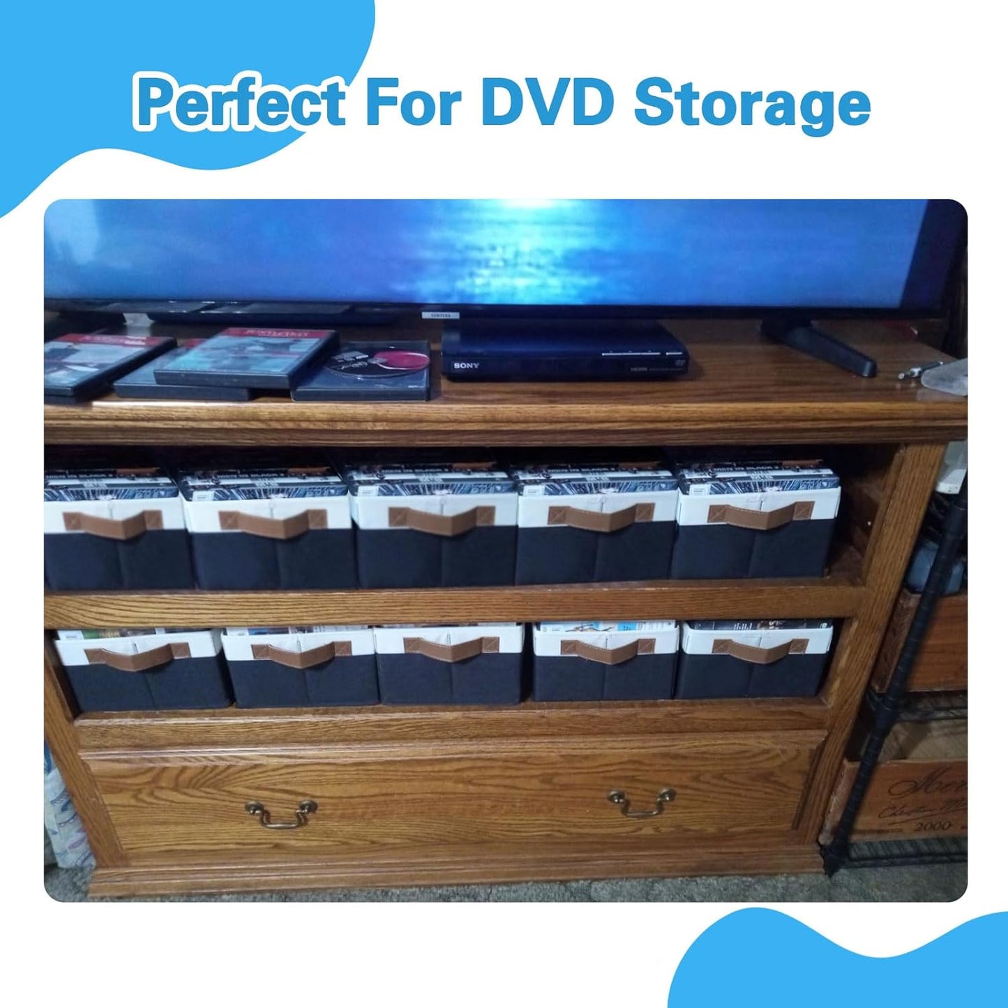 GhvyenntteS Small Fabric Storage Bins with Handles 6 Pack, 11.8" x 7.87" x 5.11" Storage Baskets for Shelves, Baskets for Organizing Clothes Underwear Socks Hats DVDs (Grey/White)