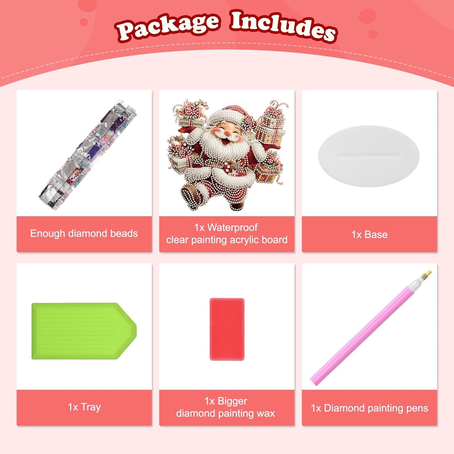 5D Diamond Art Kits for Adults, Santa Claus, Special Shaped Rhinestone Diamond Art Christmas Ornaments, Christmas Lover, DIY Diamond Art Painting Desktop Ornament Gem Art Crafts for Adults Home Decor