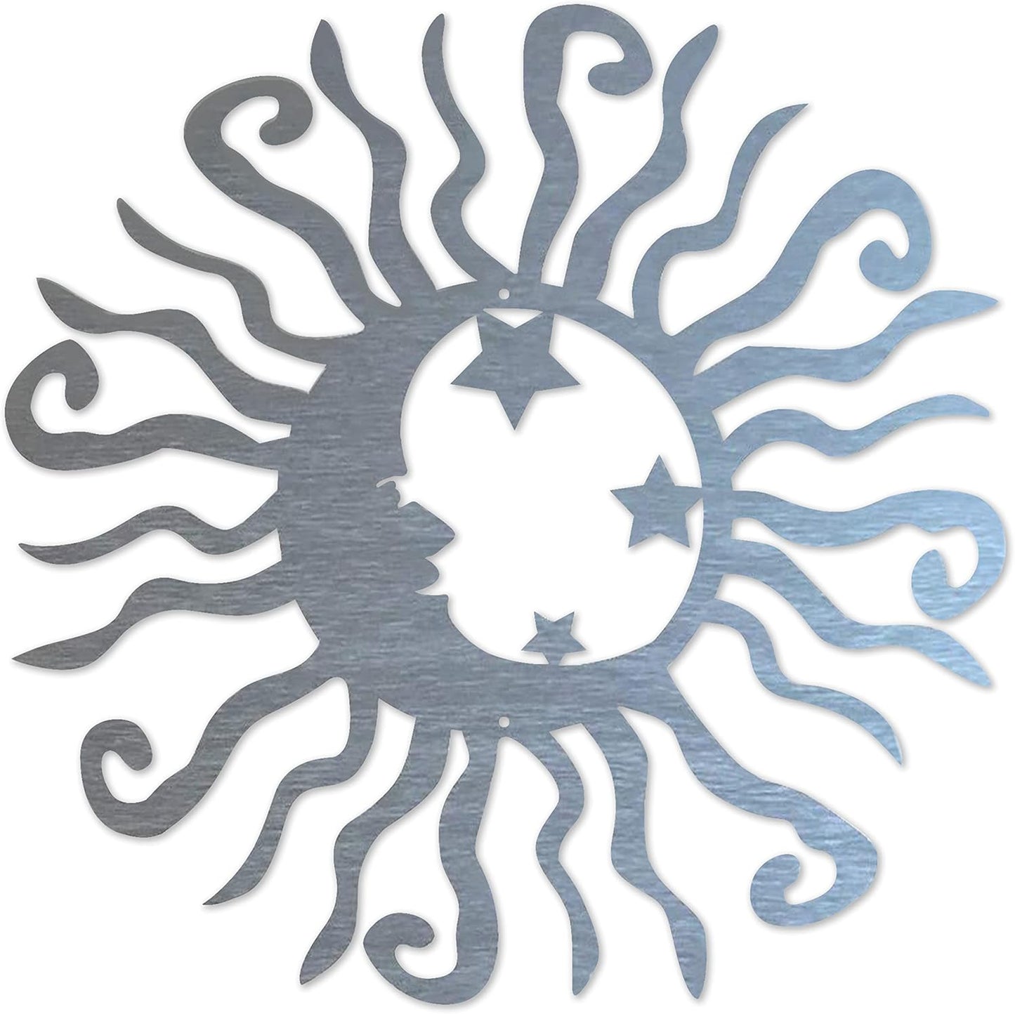 Riverside Designs Wacky Solar Moon Metal Wall Art Steel Outdoor Decor | Heavy-Duty and Waterproof | Made in USA (Silver, 30L x 30W)