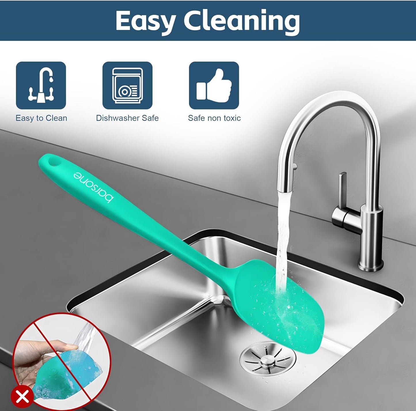 Barsone 5-Piece Silicone Spatula Set( Heat Resistant 446°F Food Grade BPA Free, Nonstick Cookware Safe Dishwasher Safe Kitchen Tools for Baking, Cooking, Stirring, Multicolor)