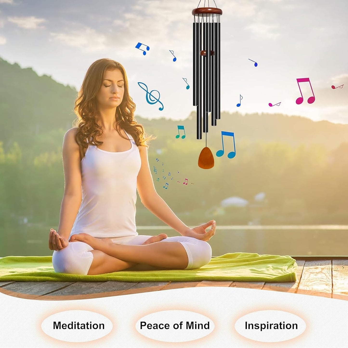 Wind Chimes for Outside Deep Tone, 50 inch Large Wind Chimes, 6 Heavy Duty Tubes Aluminium Metal Extra Large Wind Chime, Decoration for Garden, Patio, Yard, Gift for Mother's Day(Waterdrop)