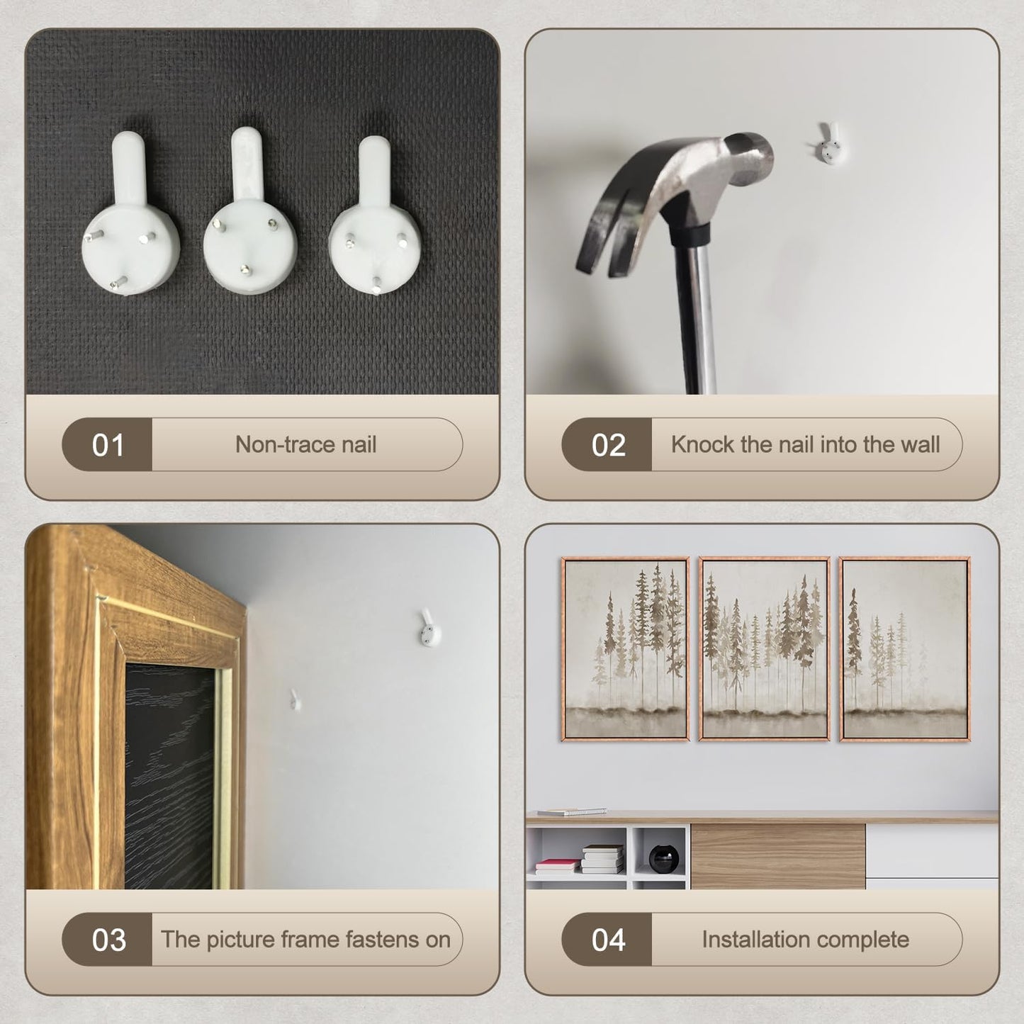 HPNIUB Large Misty Forest Framed Canvas Art Print Set, Modern Foggy Pine Tree Wall Decor, Pastel Nature Landscape, Abstract Foggy Forest Plant Art for Living Room, Bedroom, Office - 16" x 24" x 3