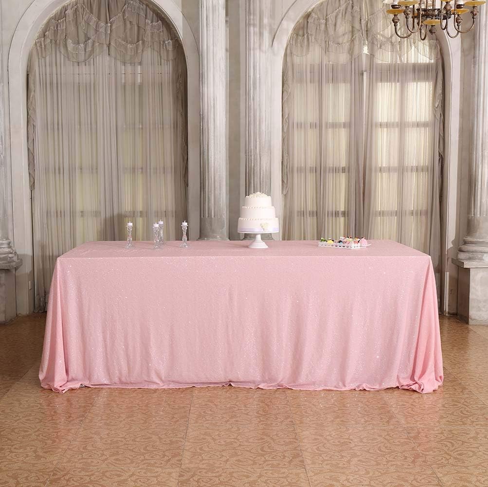 SquarePie Sequin Tablecloth 60 x 120 Inch Pink Sparkly Table Linen for Wedding Party