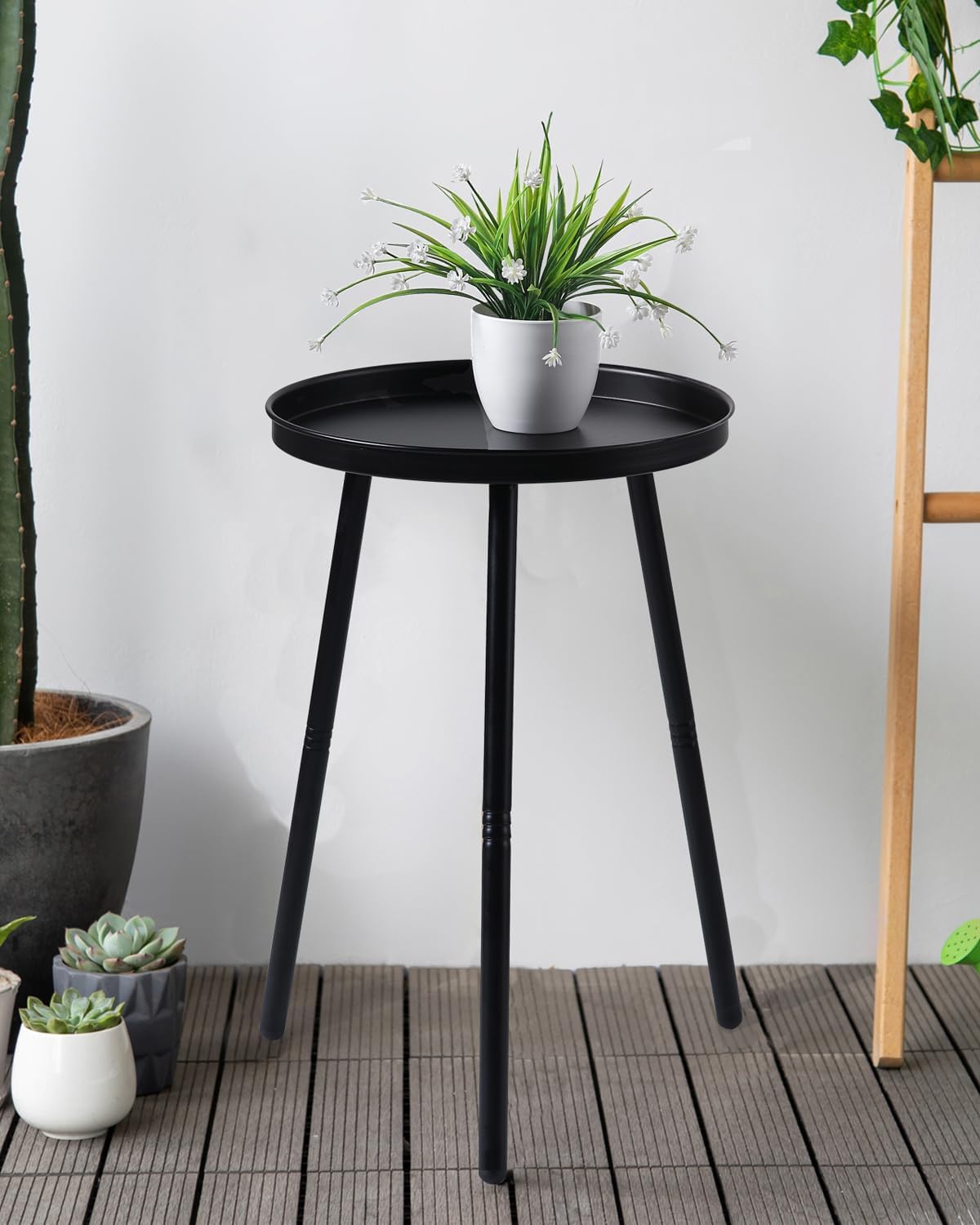 AOJEZOR Side Table: End Table for Any Room - Small Side Tables for Small Spaces All Matte Black with 3 Legged