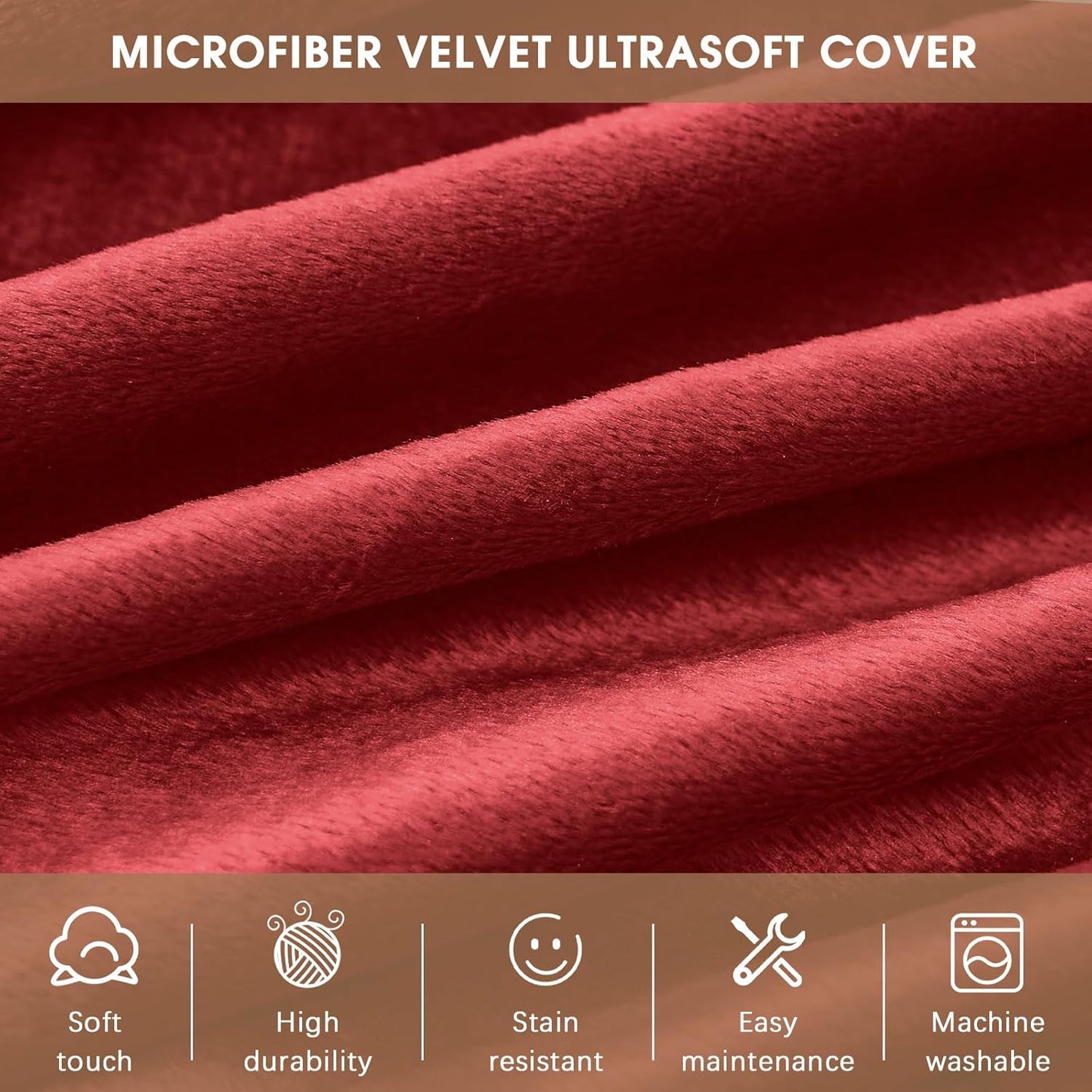 Bean Bag Chairs for Adults - Memory Foam Furniture BeanBag Chair - Kids/Teens Sofa with Soft Micro Fiber Cover - Round Fluffy Couch for Living Room Bedroom College Dorm - 4 ft, Red