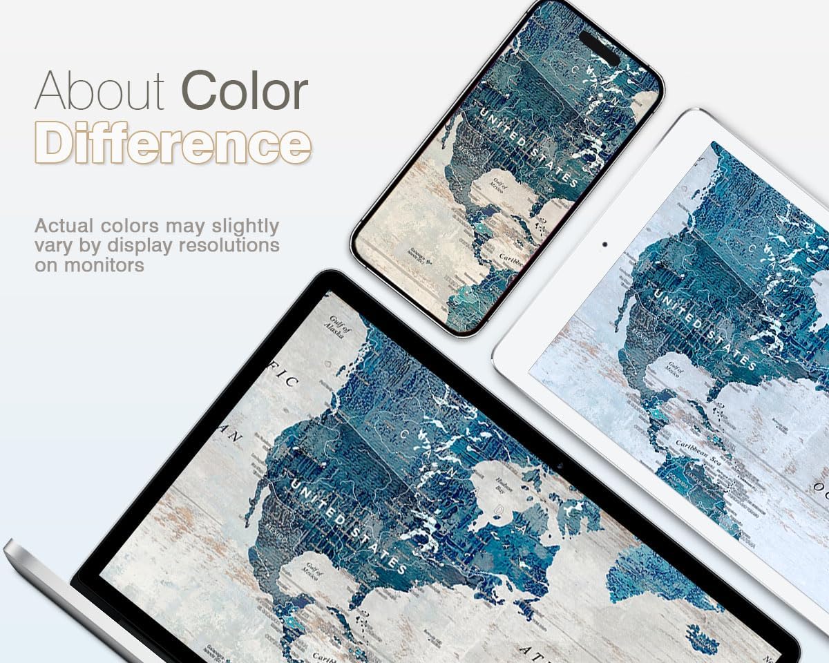 Living Room Wall Art Office Pictures Wall Decor for Bedroom Canvas World Map Art Kitchen Decor Framed Paintings for Wall Decorations