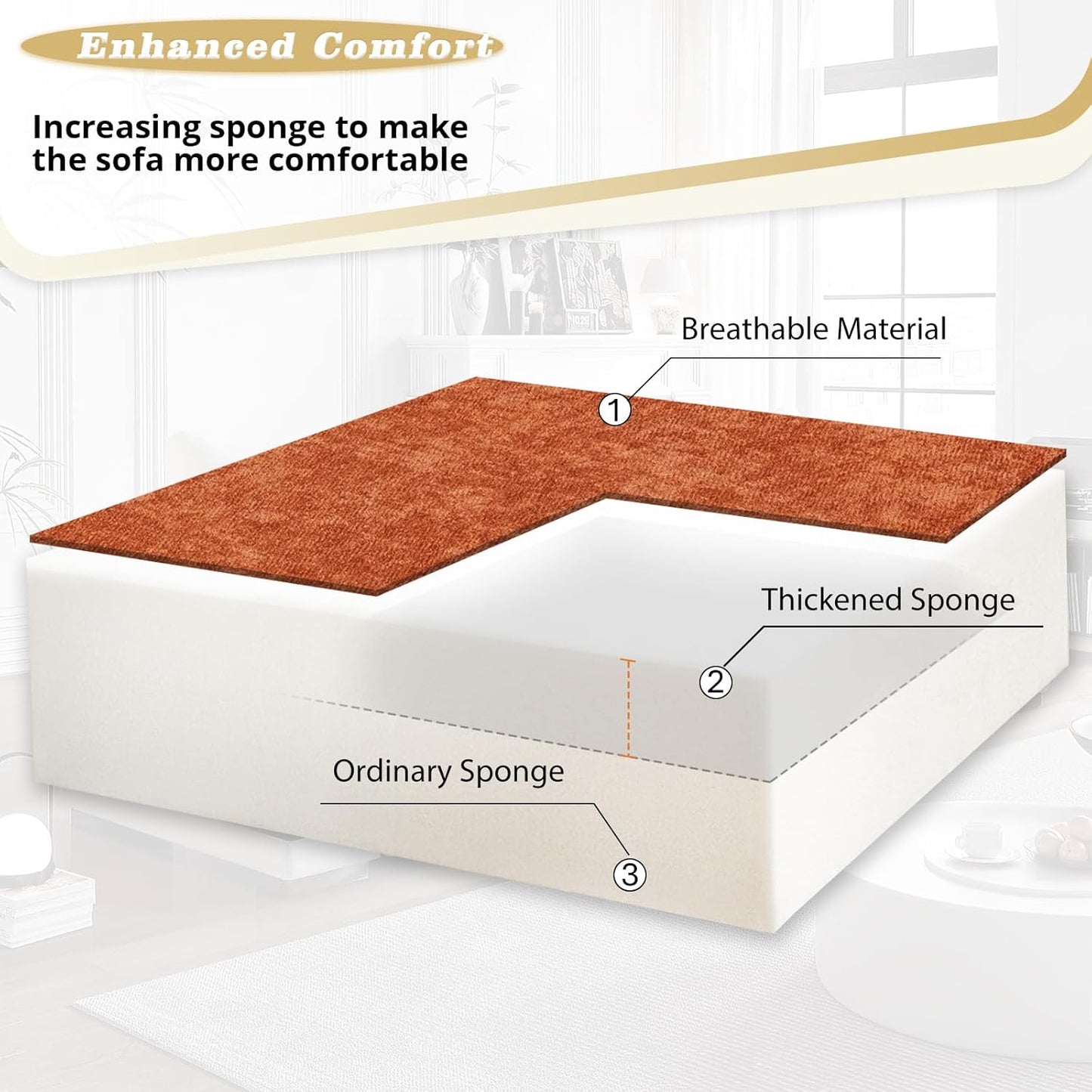 ACMEASE110“ Inches L-Shaped Pull Out Sofa Bed w/Storage Chaise & Adjustable Back, Chenille Sectional Sofa w/USB Port,Tufted Sleeper Couch w/Cup Holders for Living Room, Orange