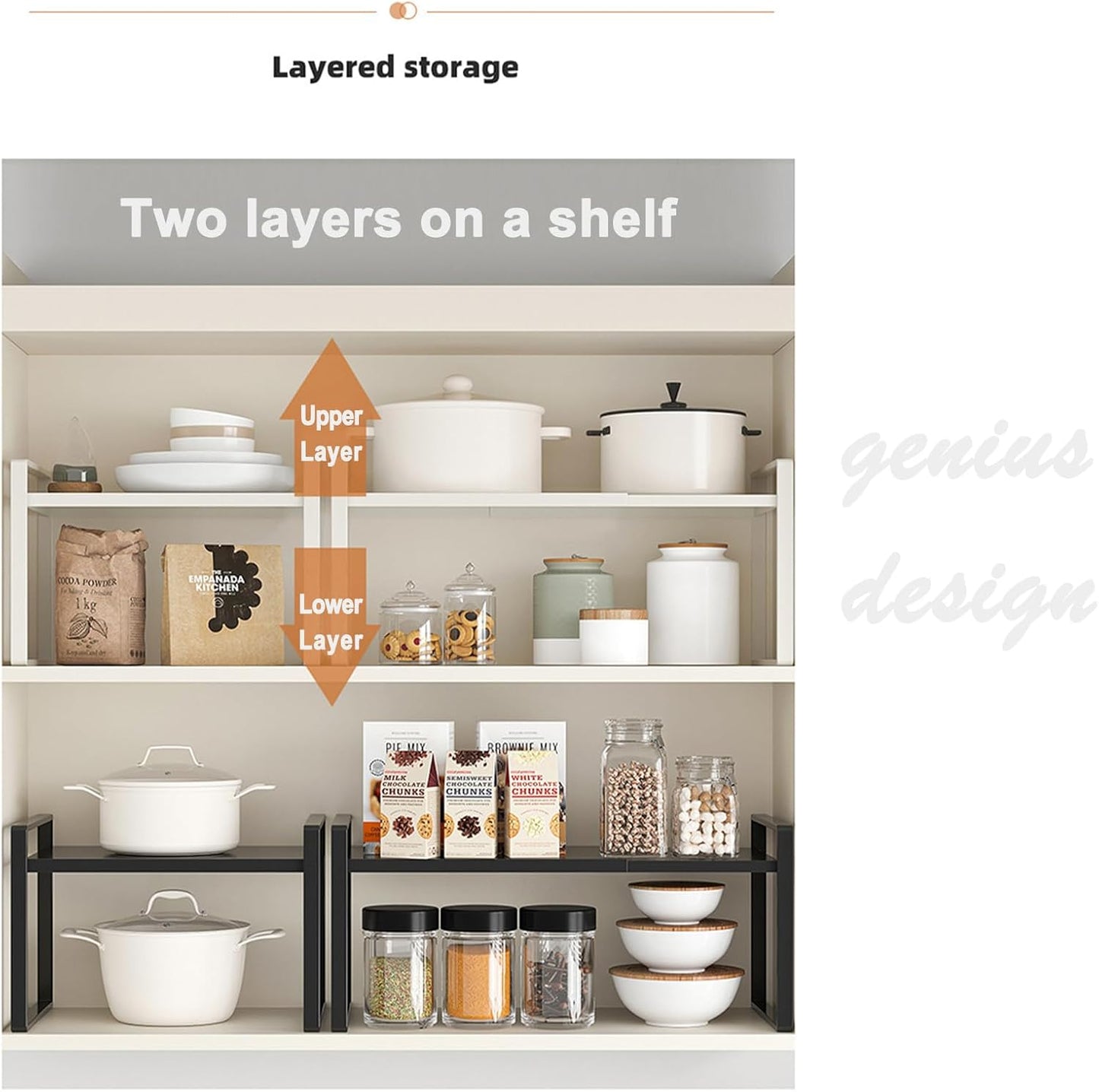 Aertiavty 3 Pack Expandable Cabinet Shelf Organizer Kitchen Shelf Riser Stackable Pantry Shelves Kitchen Organizers and Storage Metal Spice Rack Countertop Organizer Cupboard Adjustable Shelfs