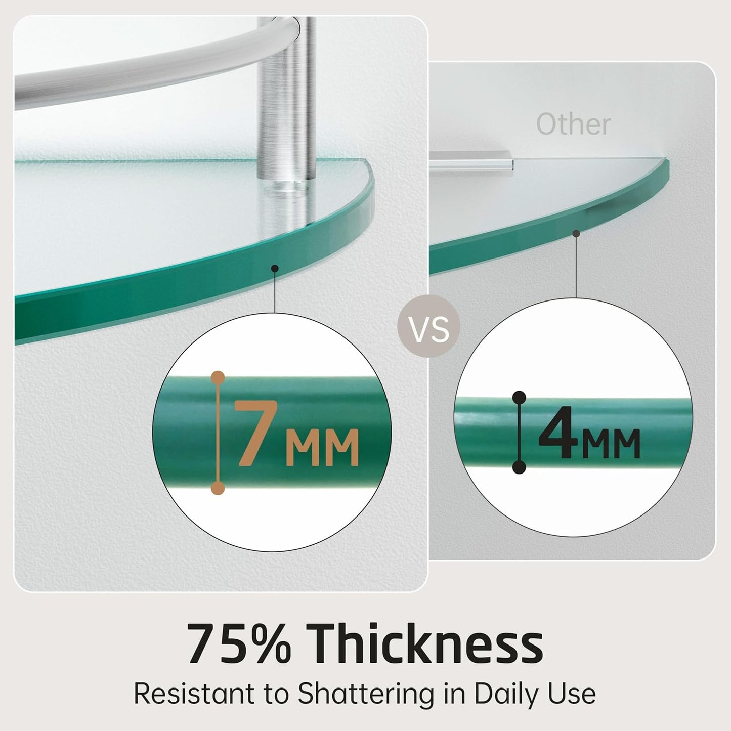 KES Glass Corner Shelf for Bathroom Corner Shelf 2 Pack Tempered Glass Shelf with Rail SUS 304 Stainless Steel Wall Mounted Brushed Finish, BGS2101A-2-P2