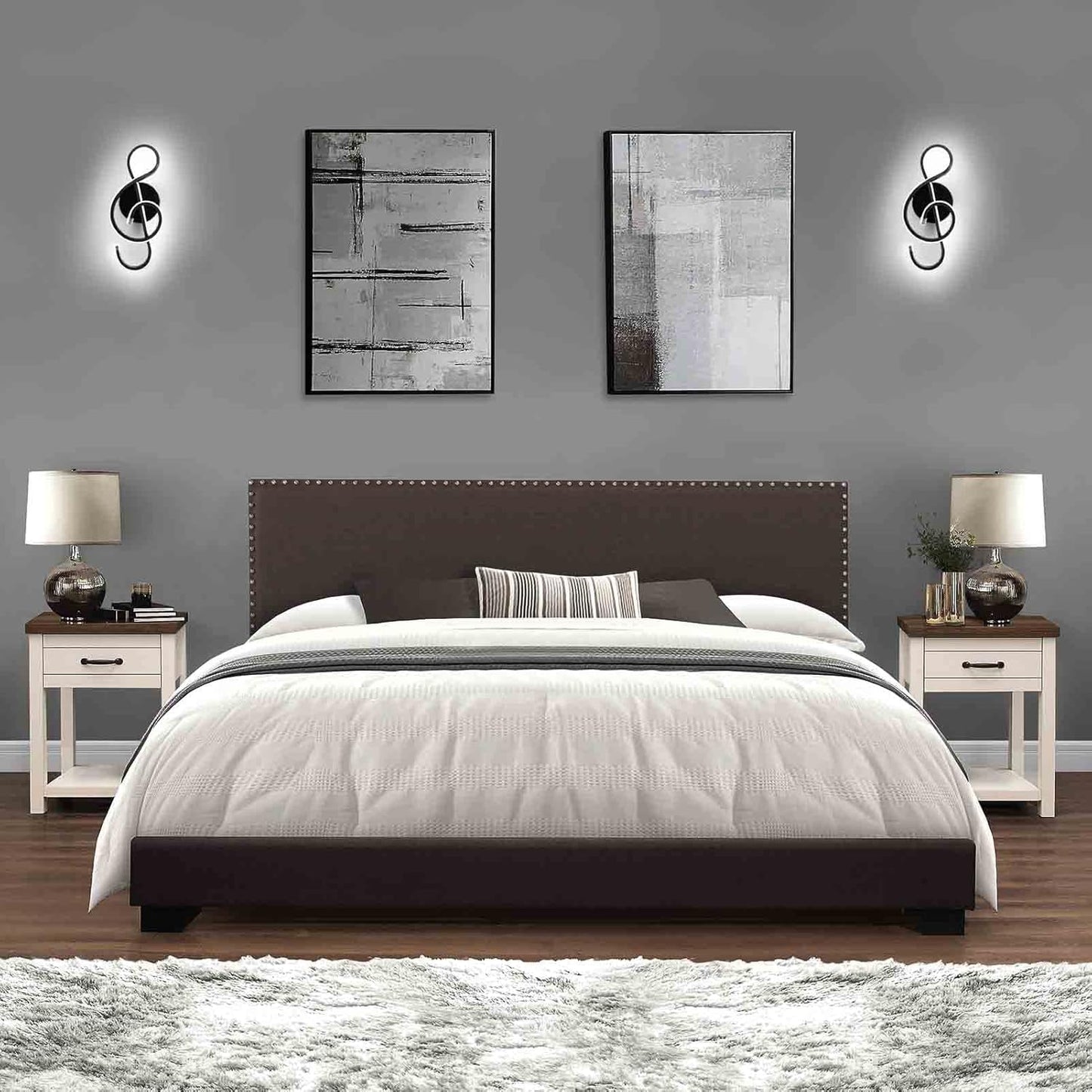 XEYOU 22W Modern Wall Sconce Lighting Indoor LED Creative Wall Light Fixture Music Symbol Art Decoration Wall Lamp for Living Room Bedroom Stair Corridor (Black 6000Kelvin)