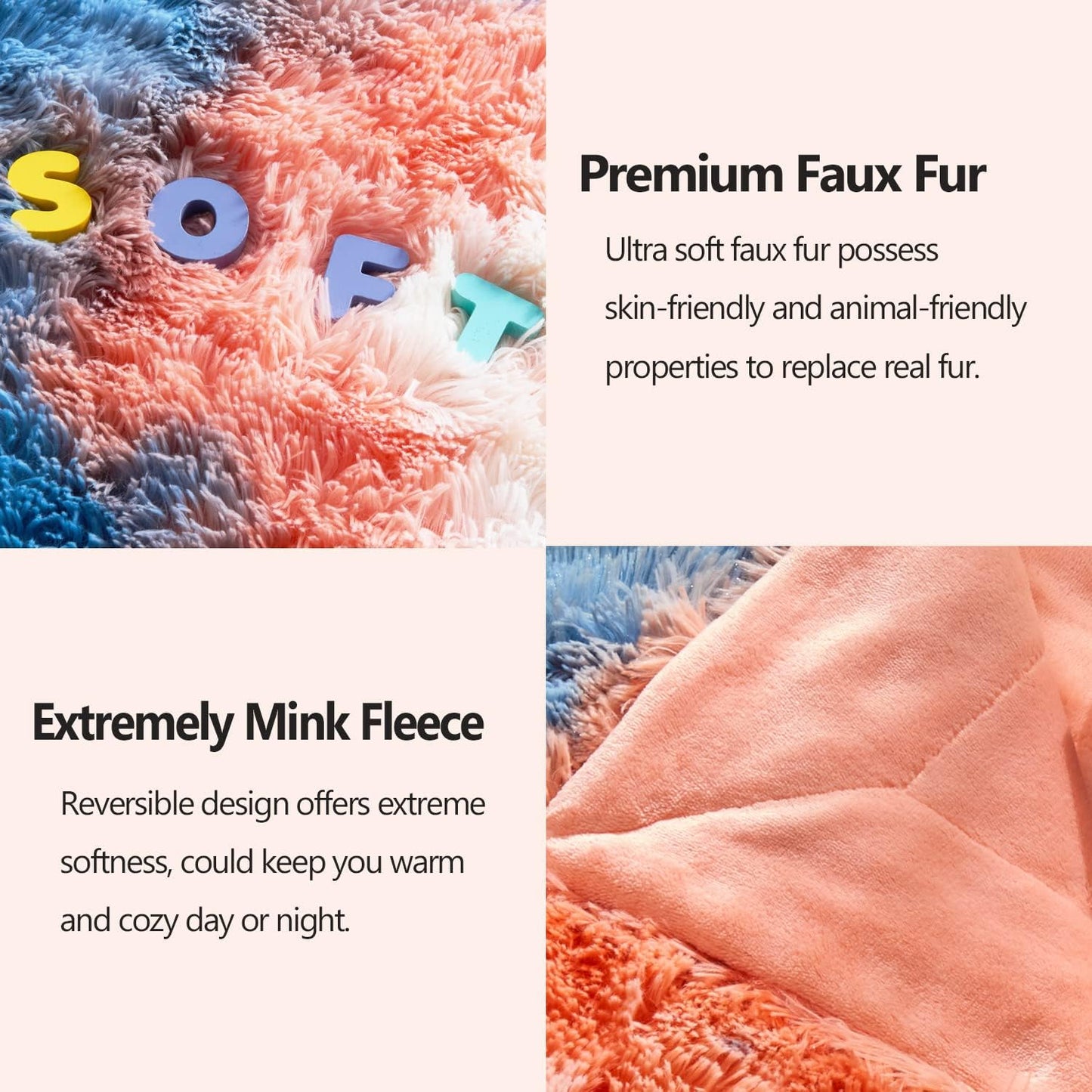 GONAAP Fuzzy Faux Fur Throw Blanket Tie-dye Sunset Super Soft Cozy Plush Fuzzy Shaggy Blanket for Couch Sofa Bed (Tie-dye Sunset, Throw(50"x60"))