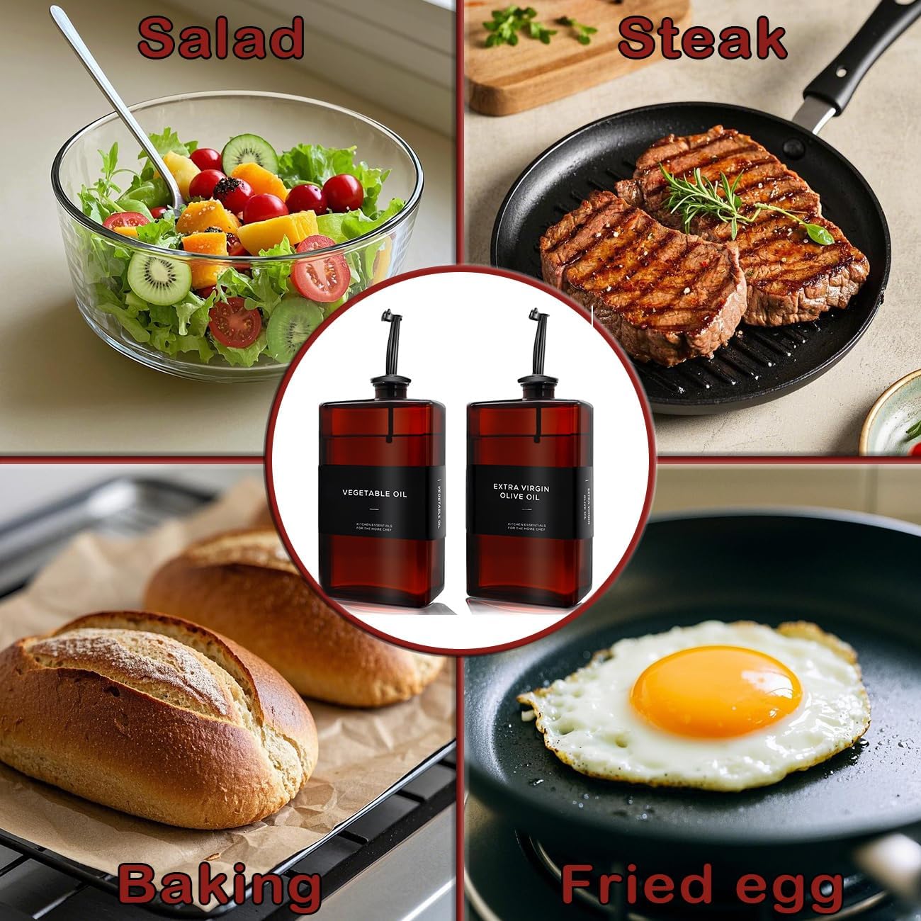 Olive Oil Dispenser Bottle for Kitchen, UV-Protected Dark Glass 11.8oz, Oil and Vinegar Dispenser Set, Soy Sauce Dispenser, Coffee Syrup Bottles- 11.8oz, Set of 2