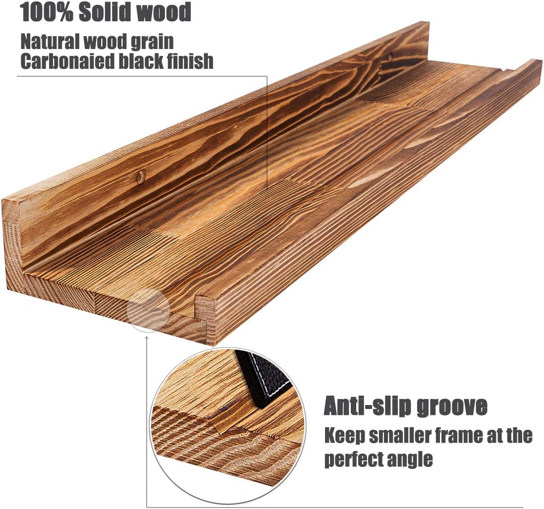 AZSKY Floating Shelves Set of 3, Picture Ledge Shelf, 24 Inches Long Large Nursery Book Shelves for Toys Storage, Kids Bookshelf Wall Mounted for Living Room Bedroom Decor Books Photo Frames