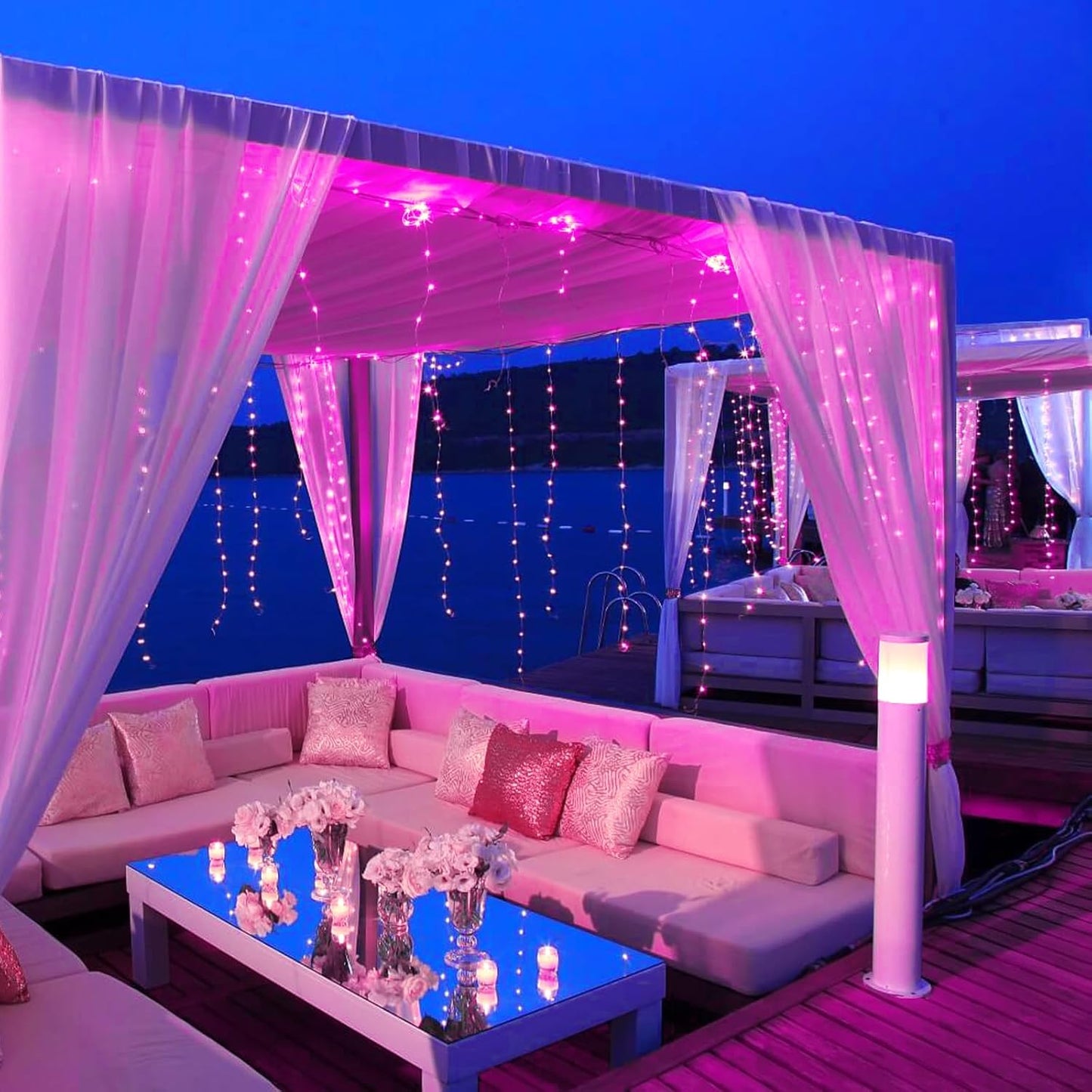 JMEXSUSS 4 Pack Pink Solar Lights, Each 33ft 100 LED Solar String Lights Outdoor Waterproof, 8 Modes Copper Wire Pink Fairy Light for Yard Patio Garden Party Wedding Decorations