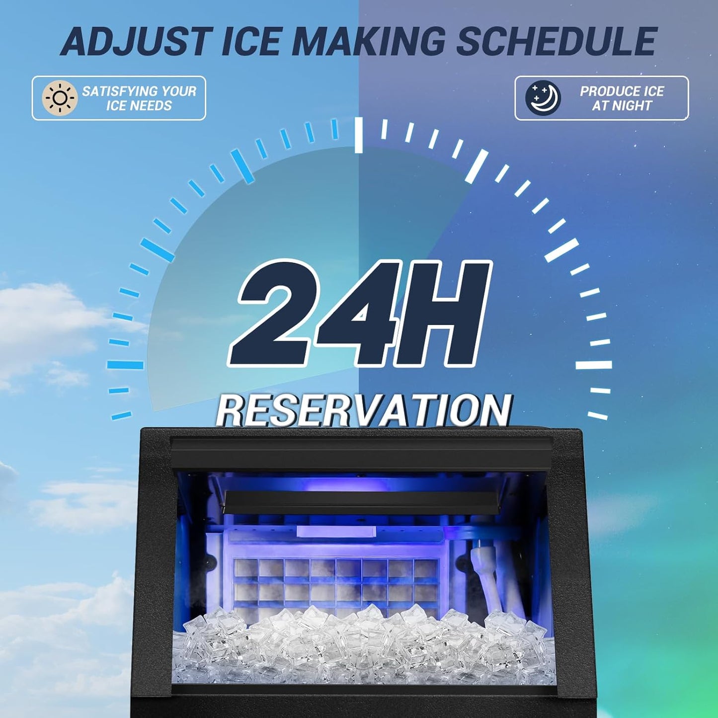 Commercial Ice Maker Machine 120LBS/24H with 30LBS Storage Bin, 15" Wide Undercounter/Freestanding Ice Maker Machine for Home Bar Outdoor, 40PCS Ice Cubes Ice Machine, Self Cleaning