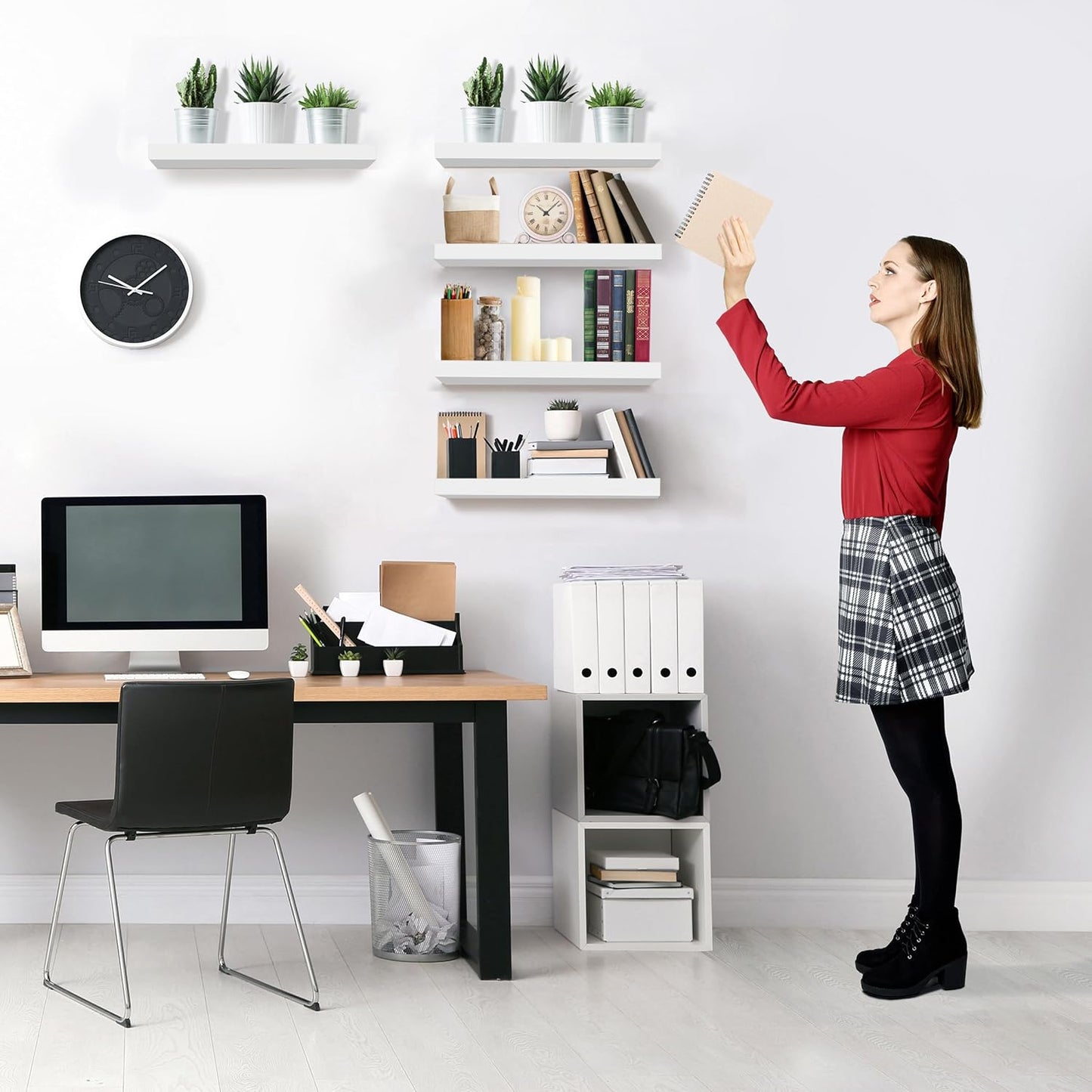 Sorbus Floating Shelves for Wall, Bathroom Shelves Wall Mounted for Kitchen, Bedroom, Living Room, Bathroom Storage, Over Toilet, Hanging Book Shelf for Wall Home Decor (White, 5 Pack)