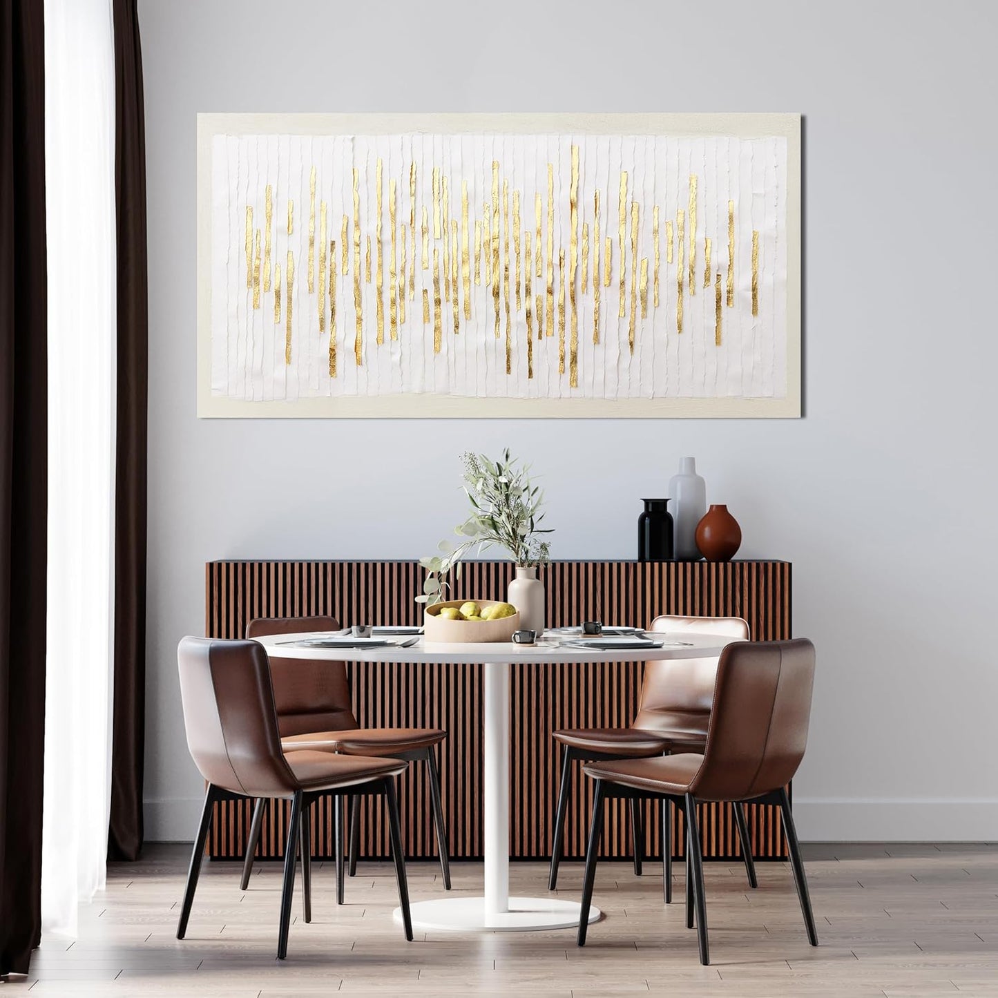 Canvas Wall Art Decor Modern Wall Decor For Living Room Gold Abstract Wall Art White Textured Wall Art Abstract Art Artwork for Walls Canvas Prints Art Work For Home Office Wall Decor 20" X 40"