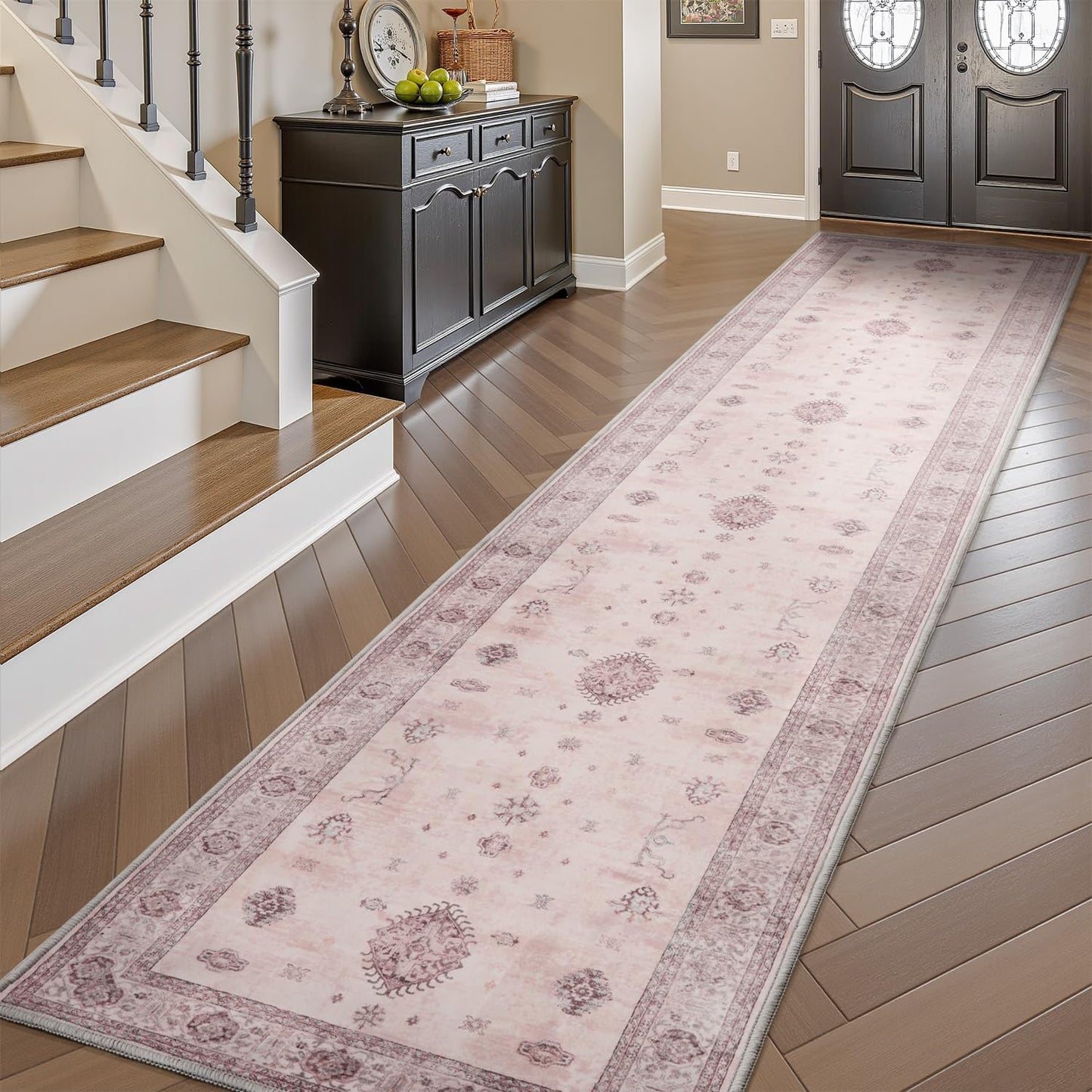 AMOAMI Vintage 2X10 Runner Rug Non Slip Soft Runners for Hallways Washable Hallway Runner Rug Bedside Rugs for Bedroom Long for Hallways Entryway Laundry Room Stair Kitchen Bathroom