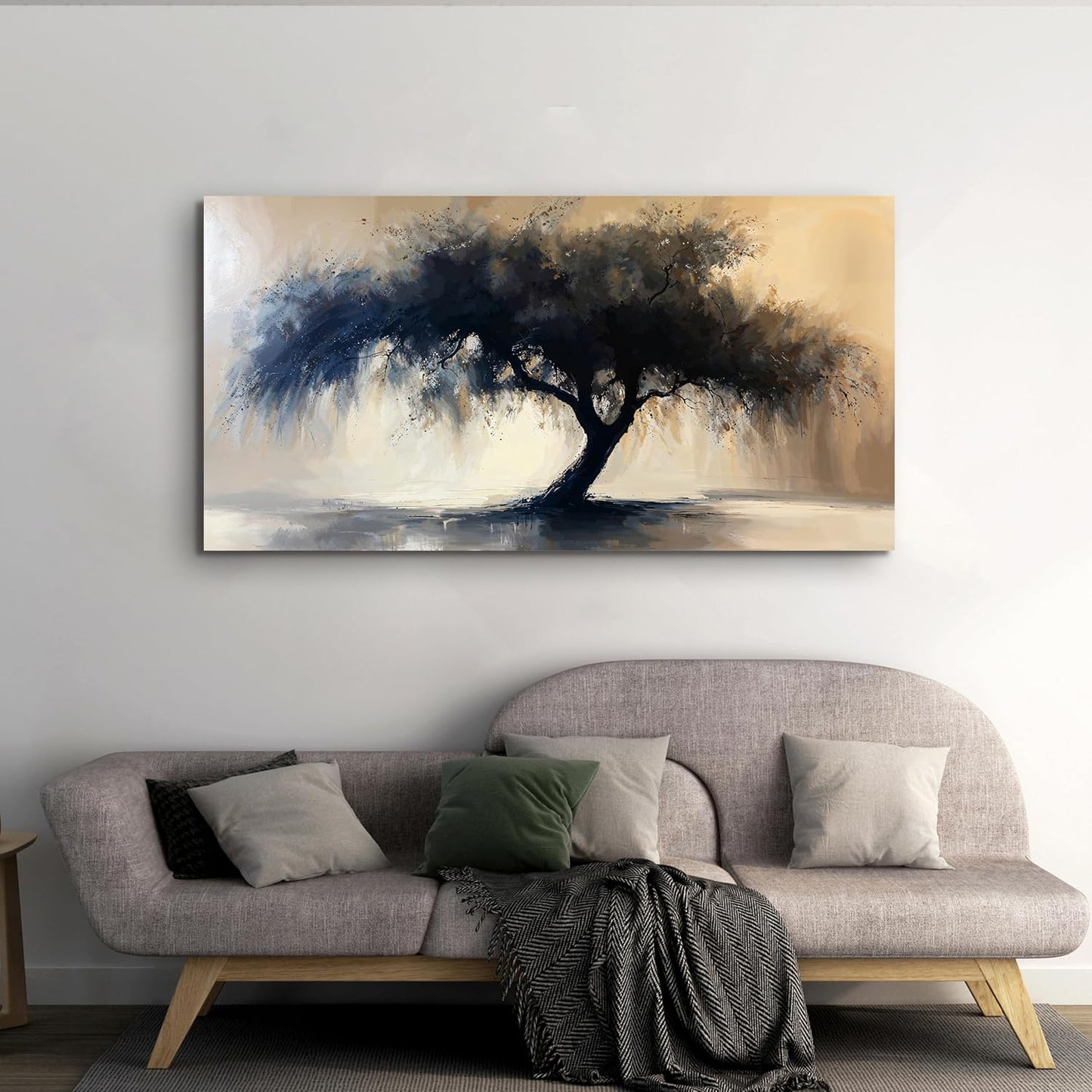 Abstract Wall Art Decor Modern Canvas Art Work For Wall Decorations Living Room Black Tree Of Life Wall Art Black Abstract Minimalist Wall Art Canvas Prints Art Work For Home Office Wall Decor 20" X 40"