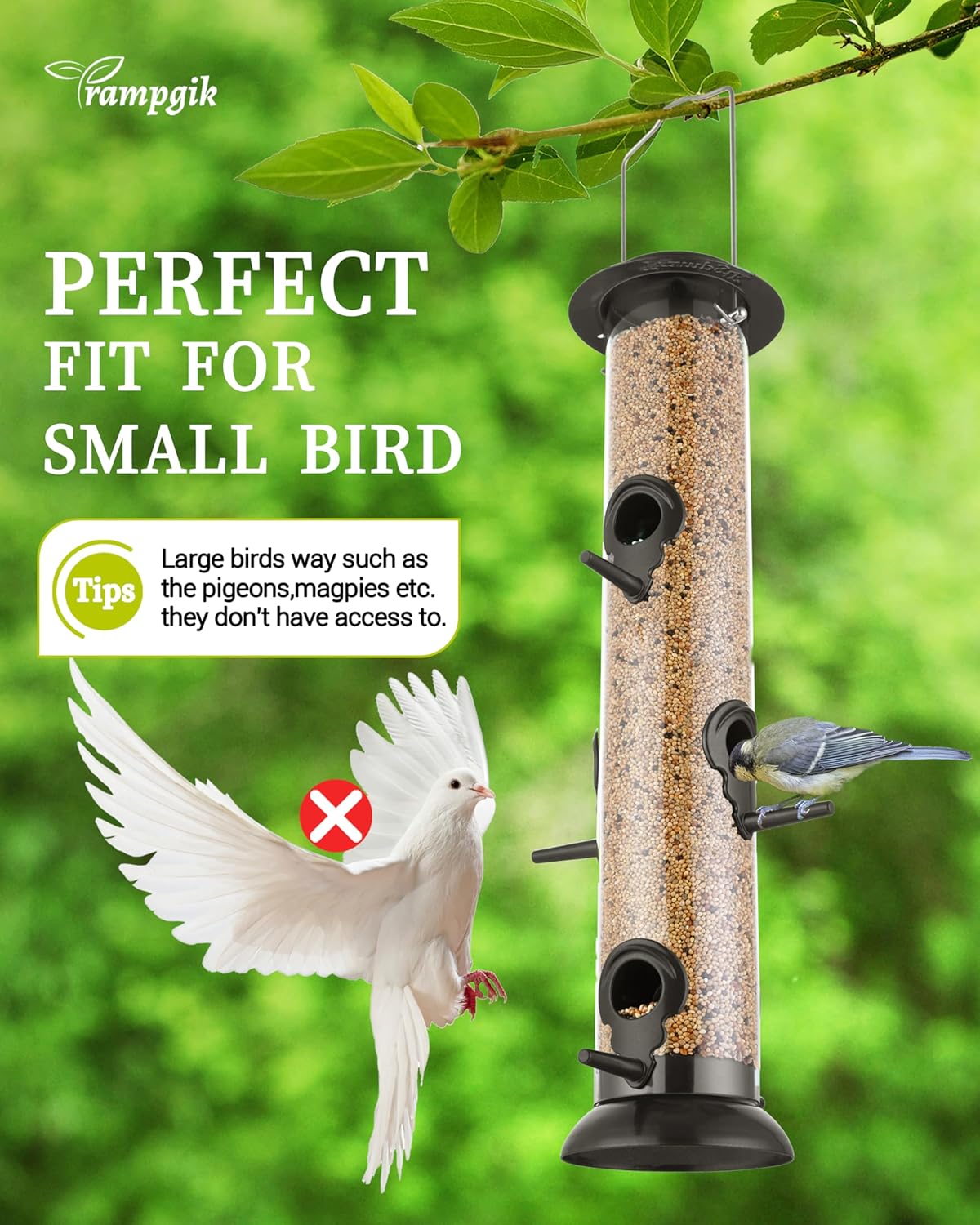 Bird Feeders for Outdoors Hanging,Finch Feeders for Outside,Chew-Proof Hanging Bird Feeder,Rust-Proof Birdfeeder,Squirrel Proof 6 Ports Metal Bird Feeder,14 Inch,1 Pack,Black