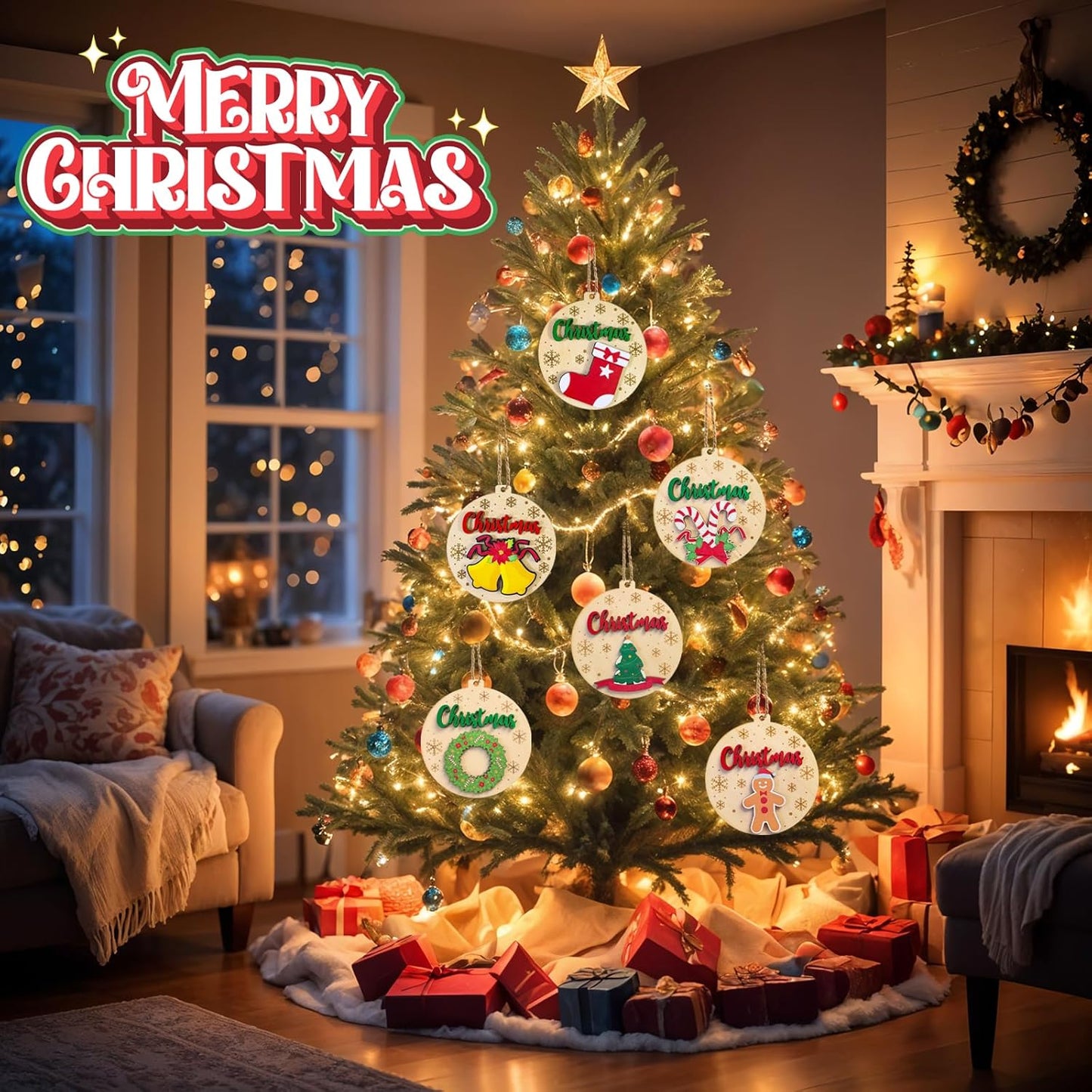 Personalized Christmas Ornaments 2025 with Family Names Custom Wooden Ornaments for Christmas Tree Personalized Christmas Ornament Gifts