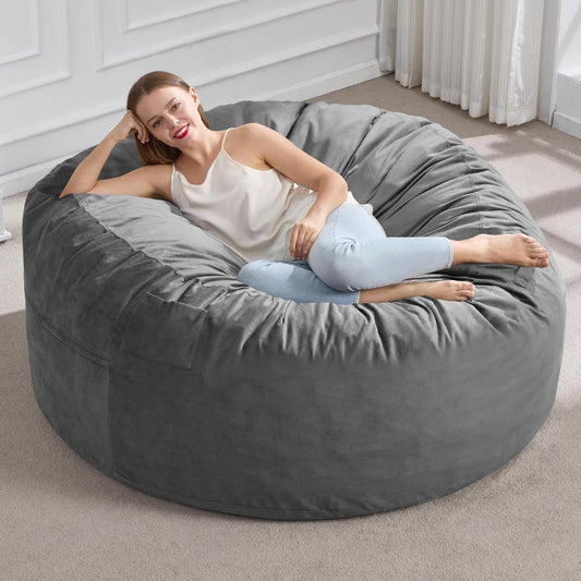 Hobestluk 5FT Bean Bag Chair Giant Bean Bag Chairs for Adults Large Bean Chairs with Removable Cover, Beanbag Chair with Filler, Adult Bean Bag Chairs for Living Room, Bedroom