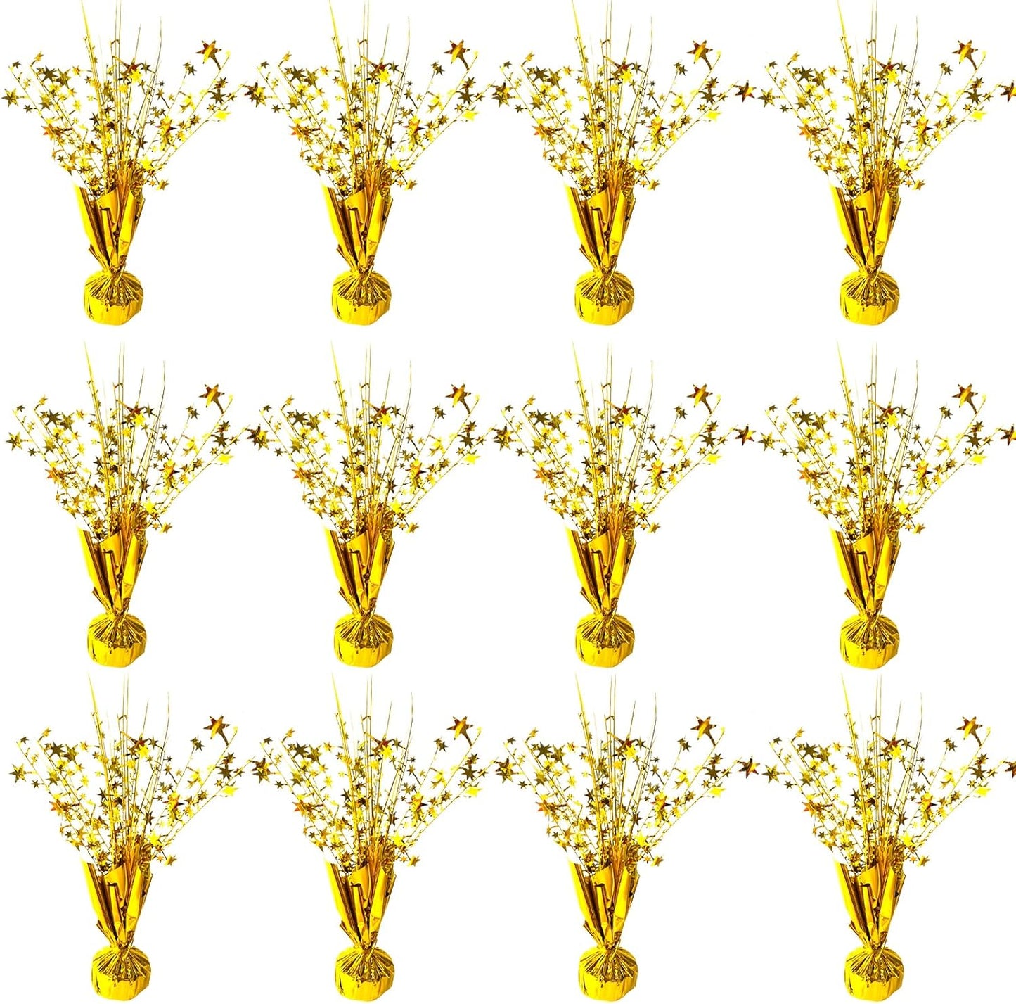 12 Pack Metallic Foil Spray Centerpiece Star Table Decoration Burst Table Centerpieces for Birthday Wedding Anniversary Graduation Holiday Party Supplies Decor, Gold