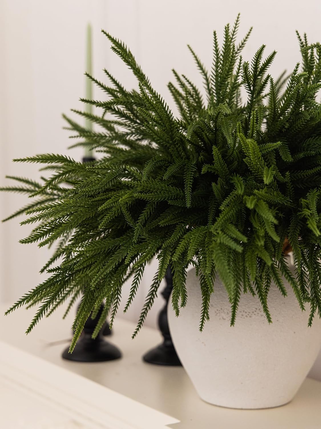 MISSPIN 12 Pcs 21.5 Inches Christmas Norfolk Pine Branches, Norfolk Pine Artificial Christmas Branches DIY Crafts Faux Pine Branches for Xmas Indoor Outdoor Home Decor