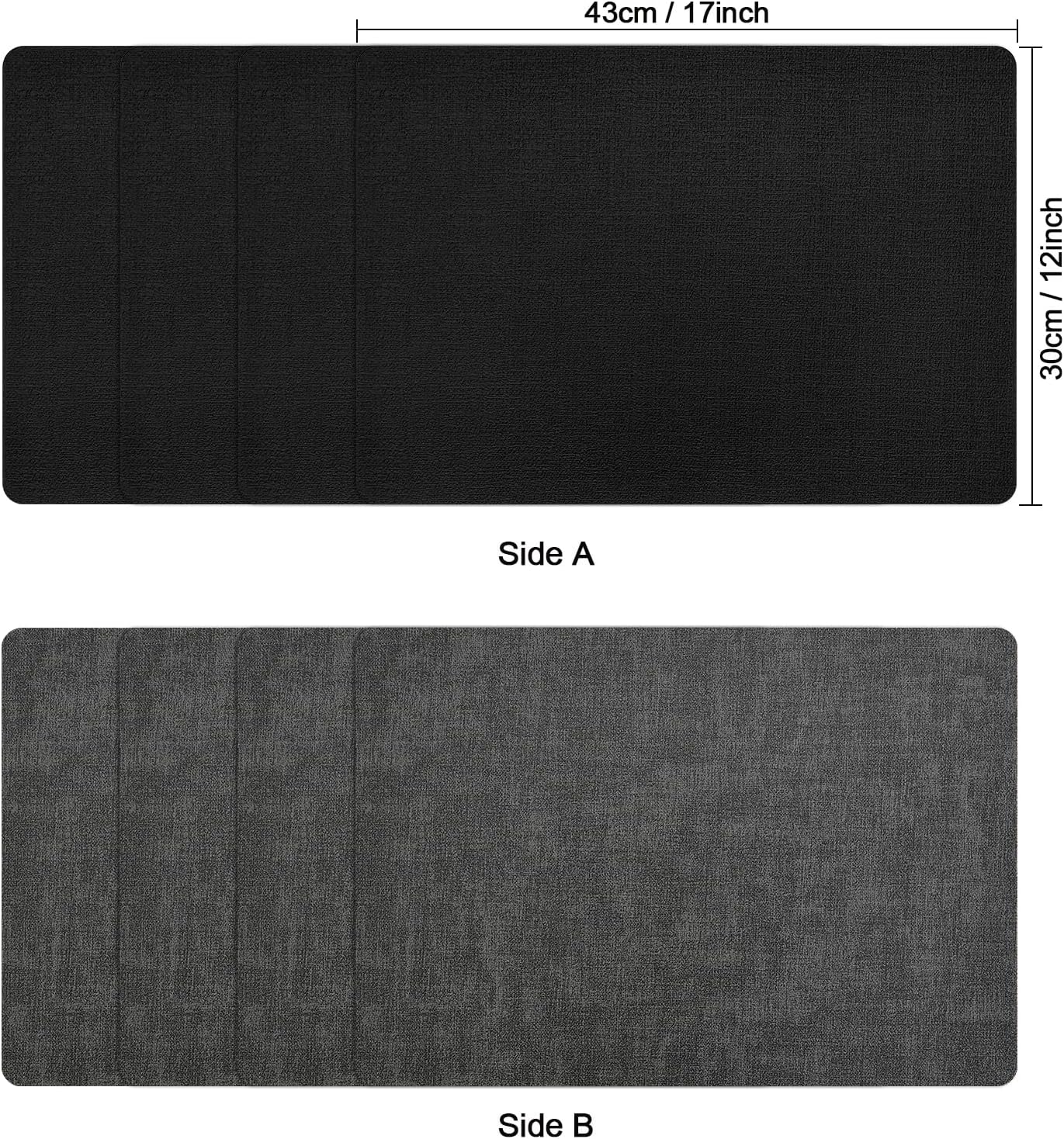Myir JUN Dual Sided Faux Leather Place Mats Set of 4, Indoor & Outdoor Placemats - Non-Slip, Washable, Square (Gray Black)