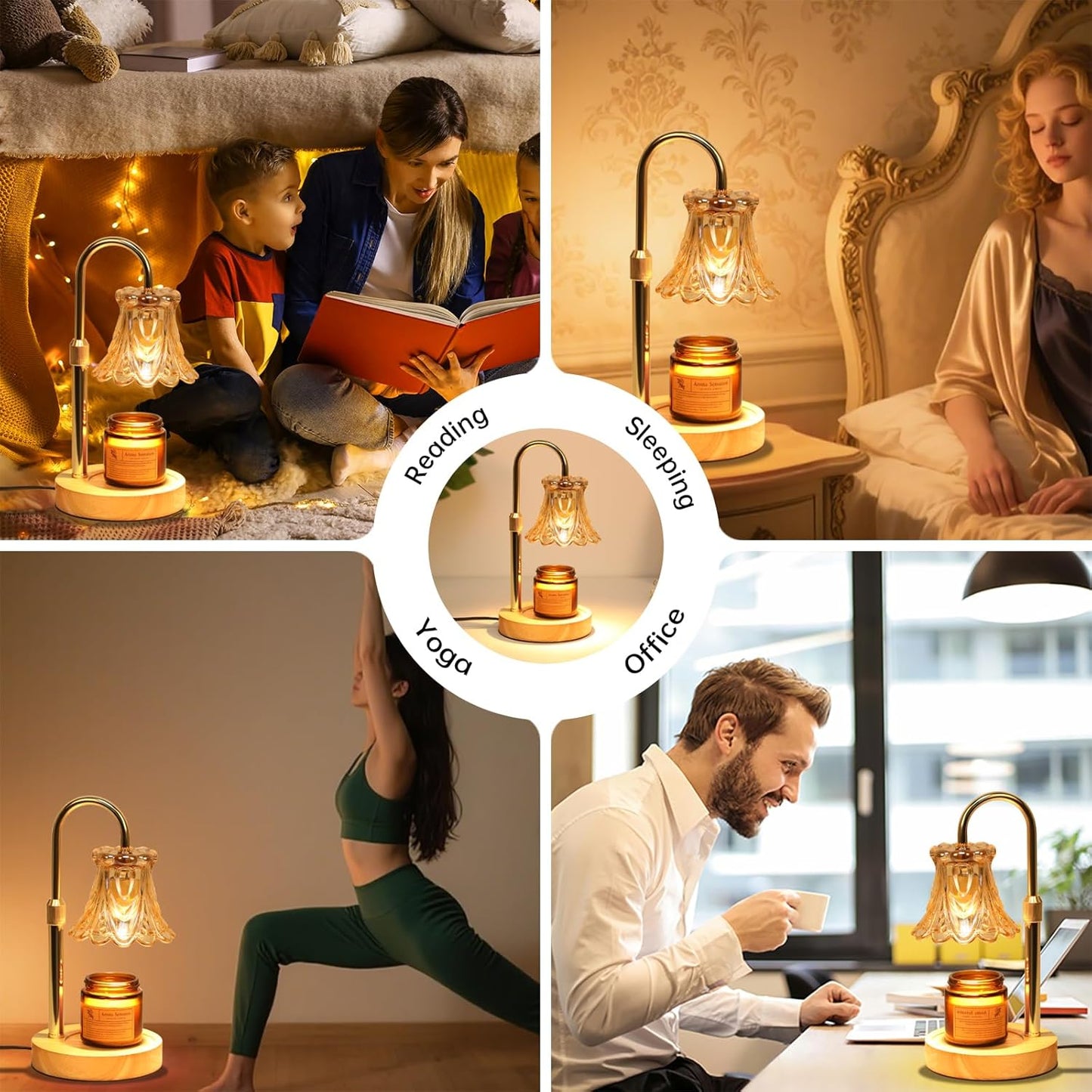 GEEZO Fragrance Candle Warmer Lamp,Electric Candle Warmer with Timer & Dimmer,Mom Christmas Birthday Gifts for Women, House Warming Gifts New Home Bedroom Decor