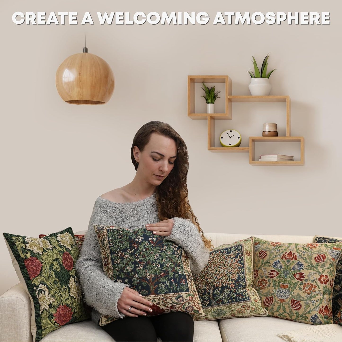 Charlotte Home Furnishings Throw Pillow Covers 16x16 in, Blue Strawberry Decorative Couch Pillow Covers, Boho European Tapestry Cushion Cases, Living Room Cozy Home Decor, Jacquard Woven Soft Cotton