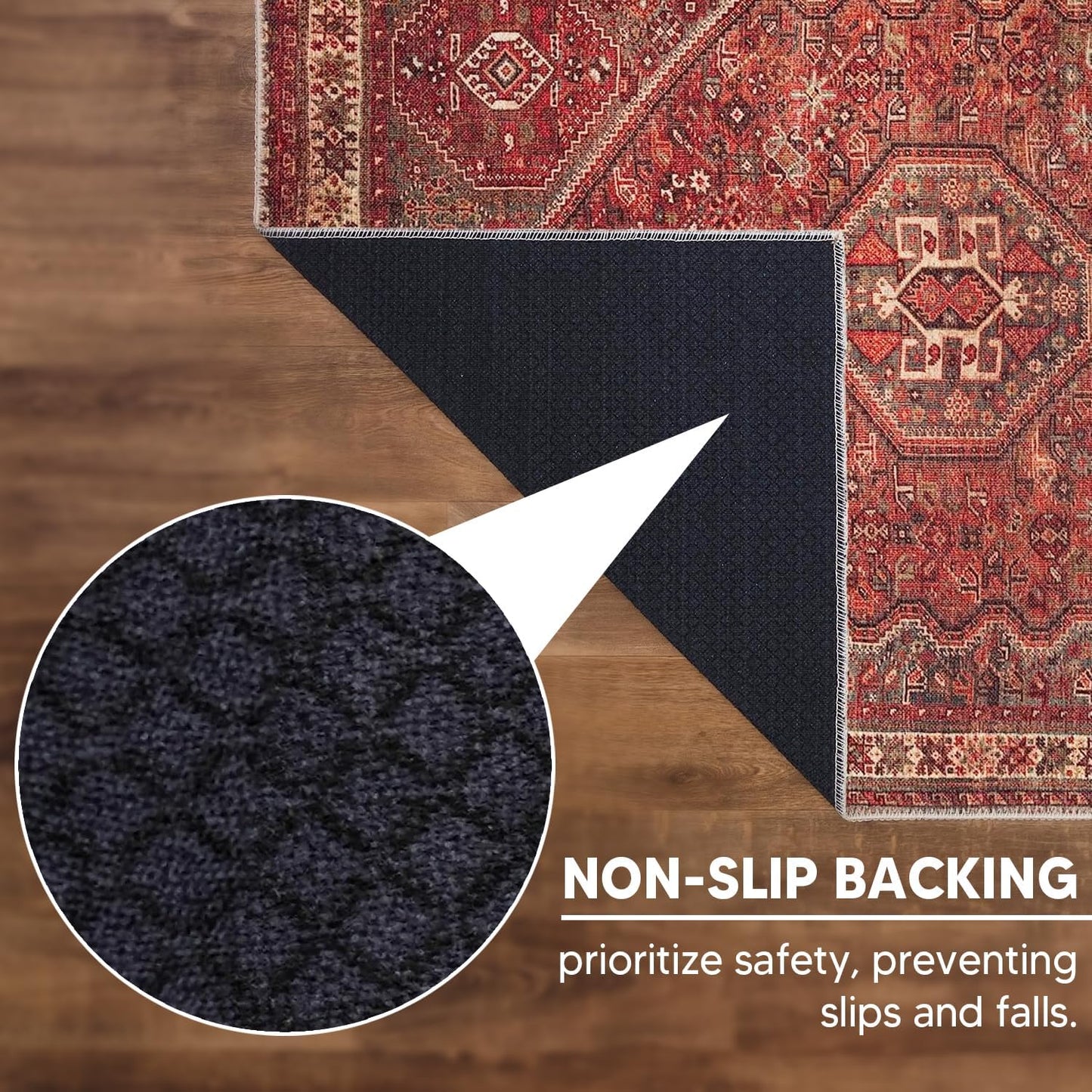 Keen Home Design 6x9 Rug - Machine Washable Area Rug with Non-Slip Backing, Ideal for Living Room, Dining Room, Bedroom - Vintage, Easy Clean, Durable, Low Pile Rug - (6' x 9')