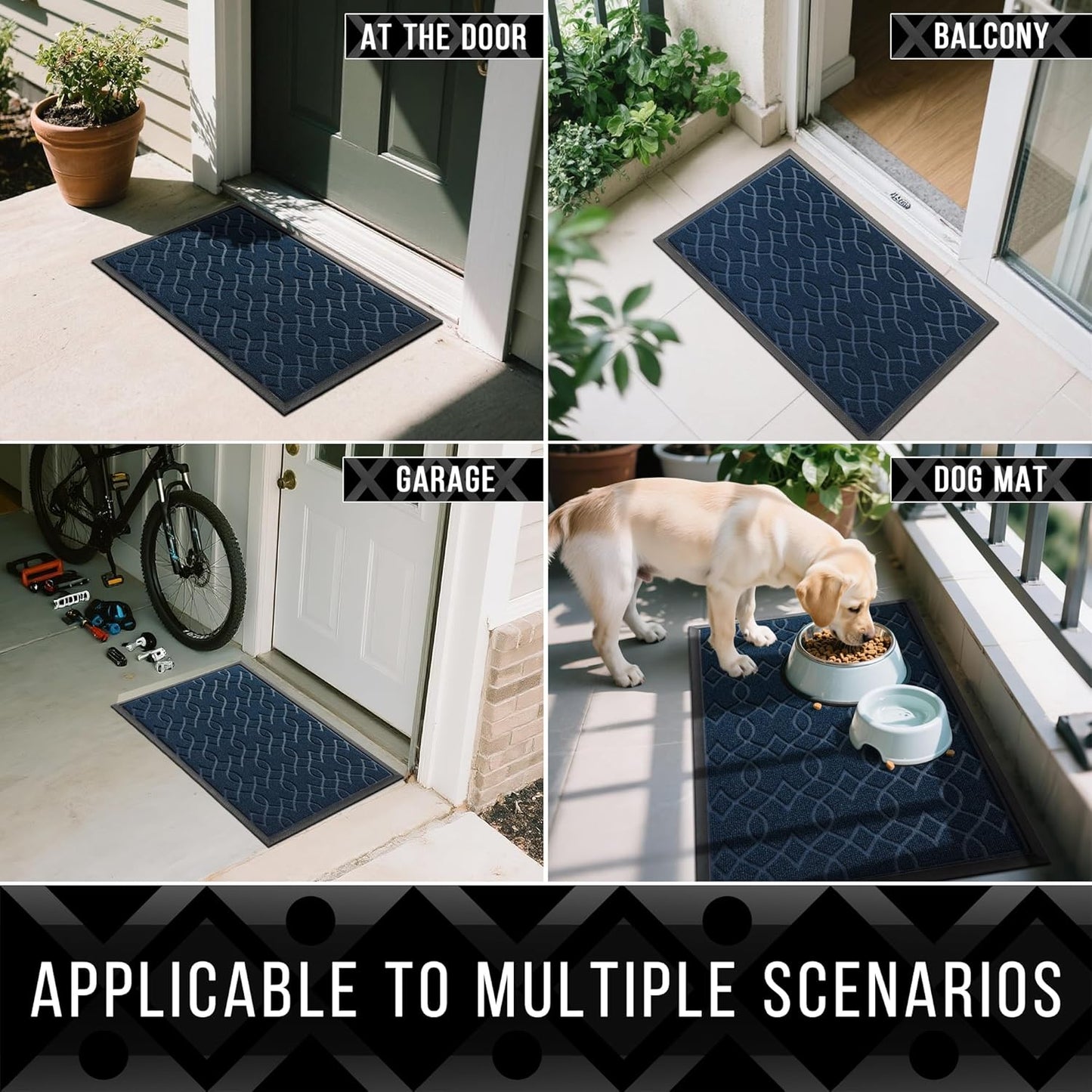 Yimobra Front Door Mat Outdoor Indoor 60x36, All-Season, All-Weather, Heavy Duty Welcome Door Mats Outside Entrance, Non Slip Porch Patio Entrance Mat, Blue