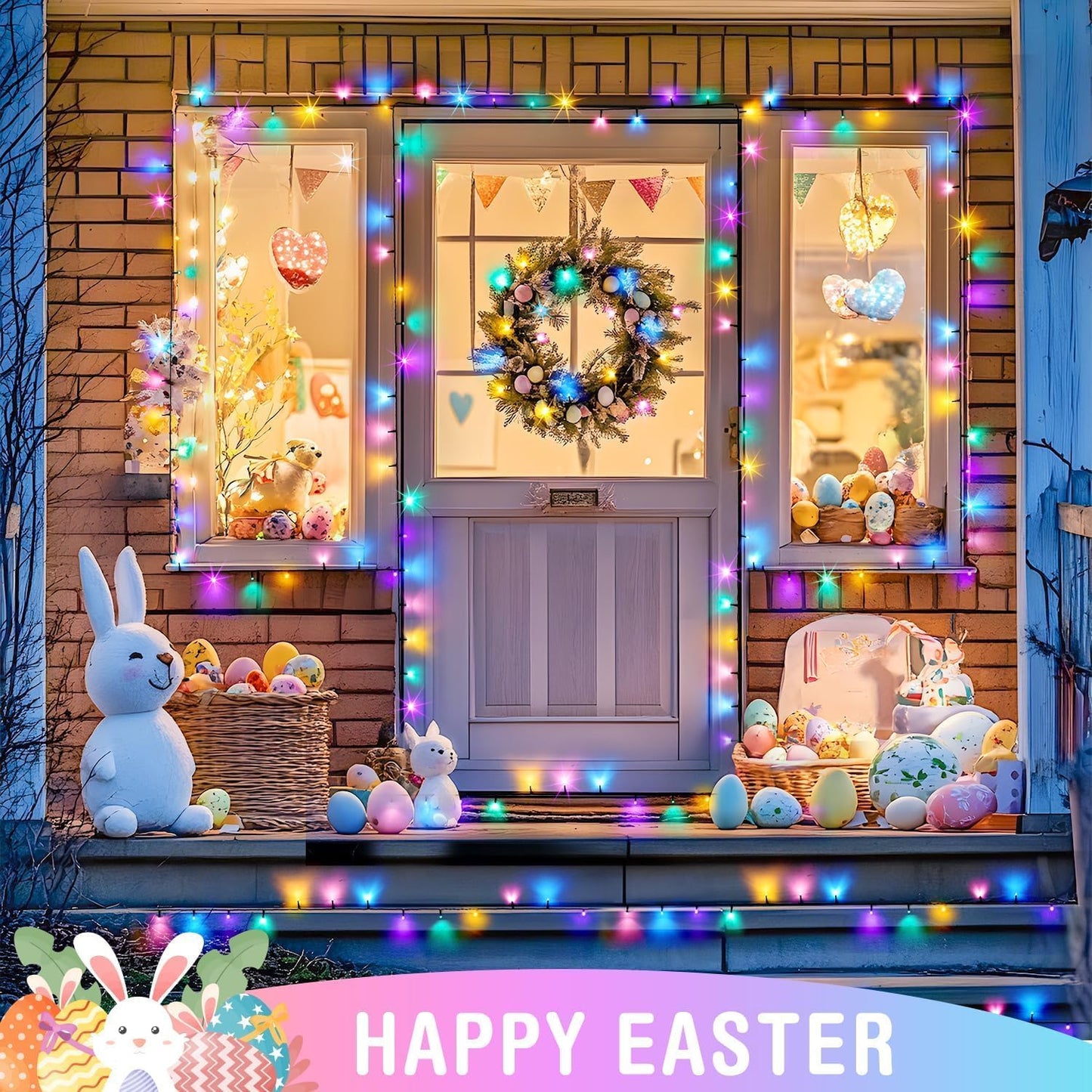 JMEXSUSS 200 LED 66ft Easter Lights String Green Wire, Pastel String Lights Plug in for Spring Bedroom Window Tree Room Outdoor Indoor Party for Easter Decorations