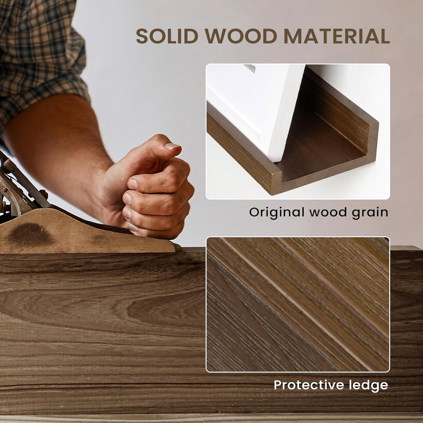 Floating Shelves for Wall, Picture Ledge Shelf 55 Inch Solid Wood Set of 2, Rustic Wall Shelves with Lip, Kids Bookshelf, Photo & Picture Live Edge Floating Shelves for Bedroom, Living Room, Kitchen