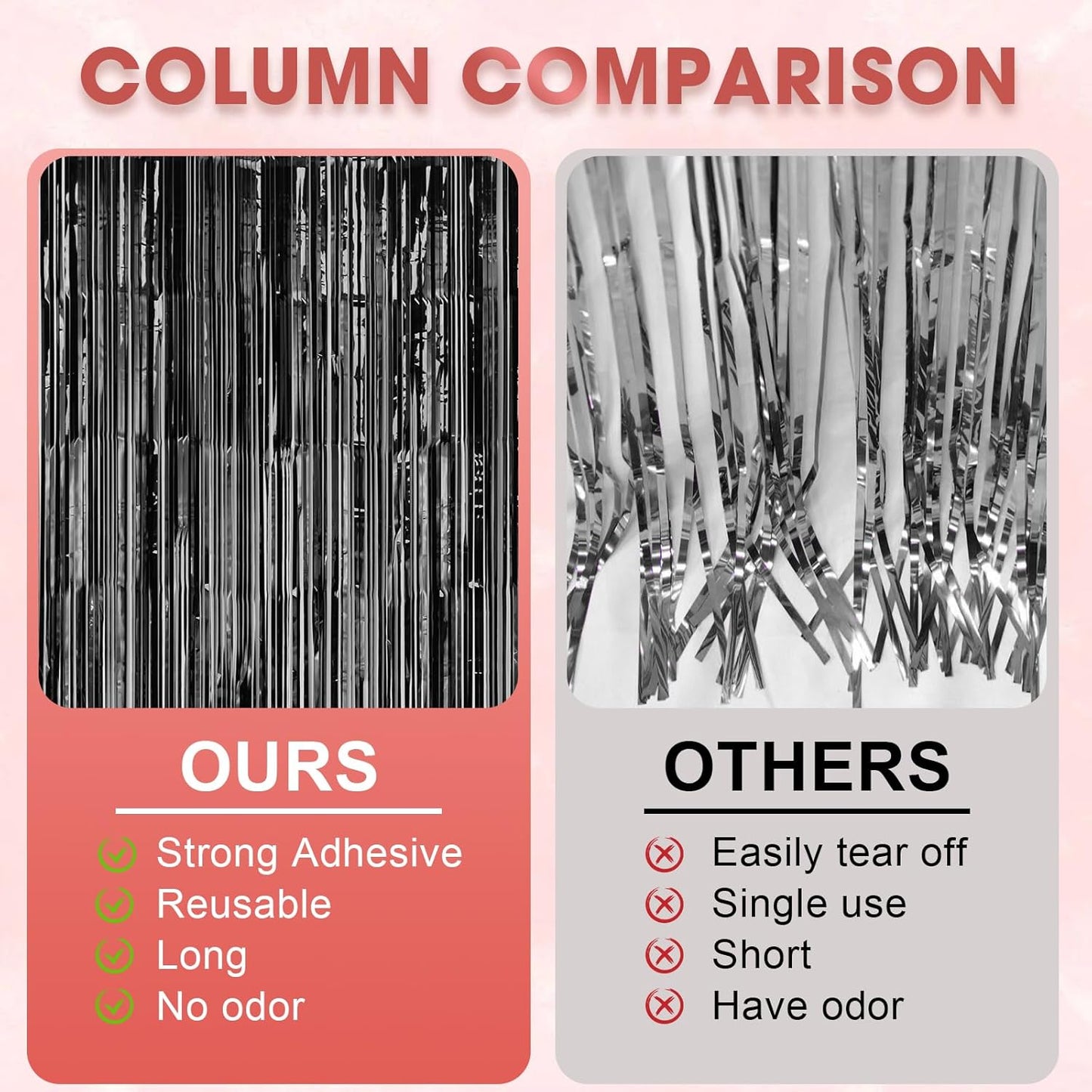 3 Pack 3.3 x 8.2 ft Laser Black Foil Fringe Backdrop Curtains, Tinsel Streamers Birthday Party Decorations, Fringe Backdrop for Graduation, Baby Shower, Gender Reveal, Disco Party