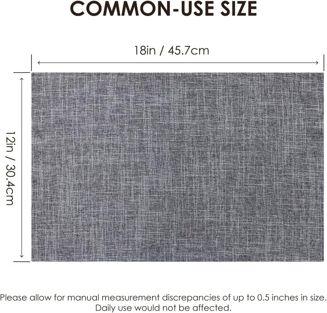 Placemats Set of 8, Bilayer Thickened Linen Place Mats Heat Resistant Machine Washable Wrinkle Free Carefully Selected Polyester Mats for Kitchen/Dining/Coffee Table (Light Grey)