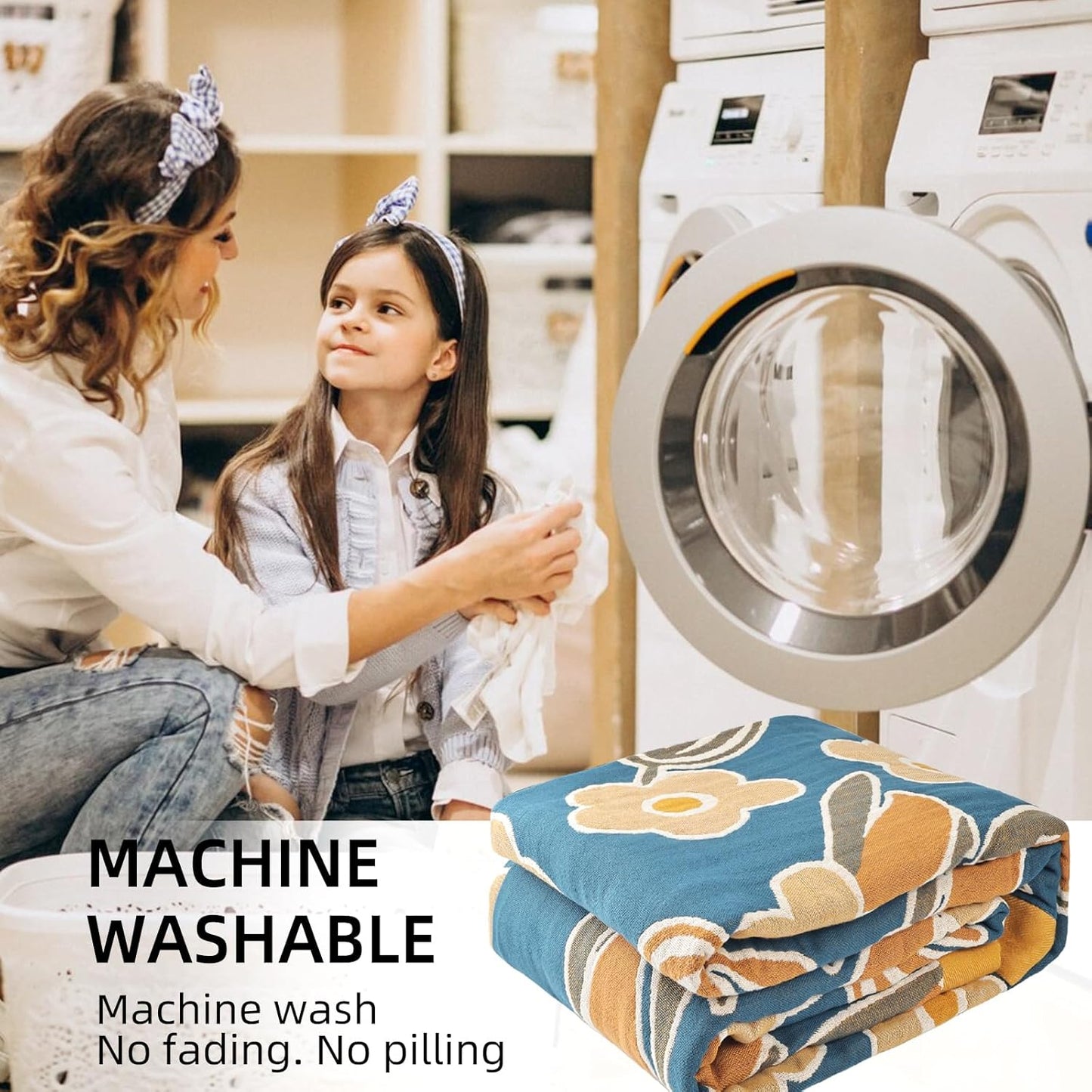 Boho Throw Blanket for Bed - 100% Pure Cotton Ultra Soft Rustic Quilt - Farmhouse Decor Bed Blankets, All Season Rustic Throw for Sofa Couch Chair(60"×80", Floral)