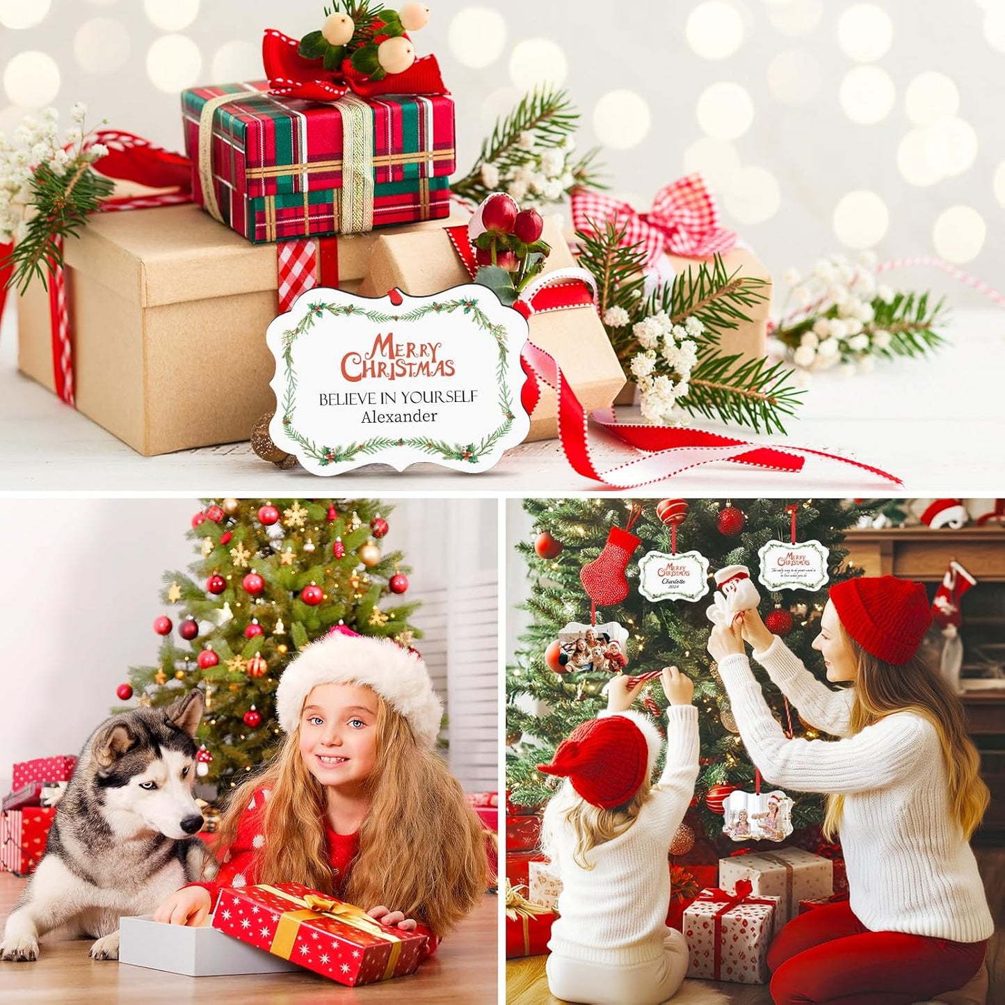 Personalized Christmas Ornaments 2025 Wood Custom Photo Picture Text Christmas Ornament Personalized Ornament Christmas Xmas Tree Decorations for Kids Couples Family Friends