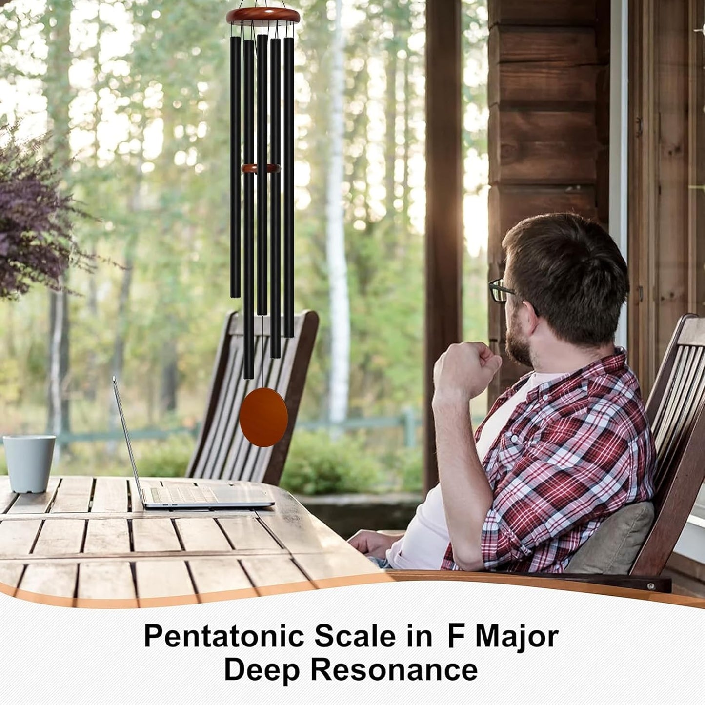 Wind Chimes for Outside Deep Tone, 60 inch 5 Heavy Duty Tubes Aluminium Metal Extra Large Wind Chimes Outdoor, Decoration for Garden, Patio, Yard, Gift for Mother's Day, Birthday