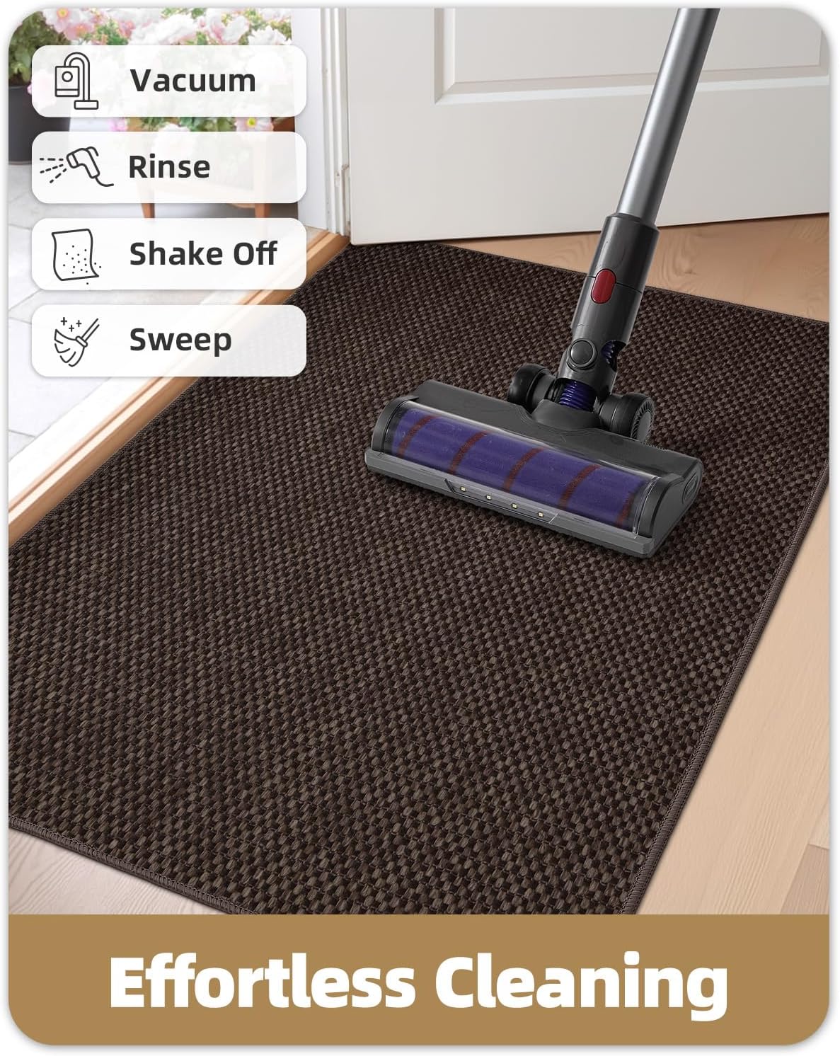 Color&Geometry Front Door Mat Indoor 21"x31", Rugs for Entryway Non Slip Washable Absorbent Low-Profile Inside, Entry Rug Door Mat Indoor Entrance, Brown (Fold)