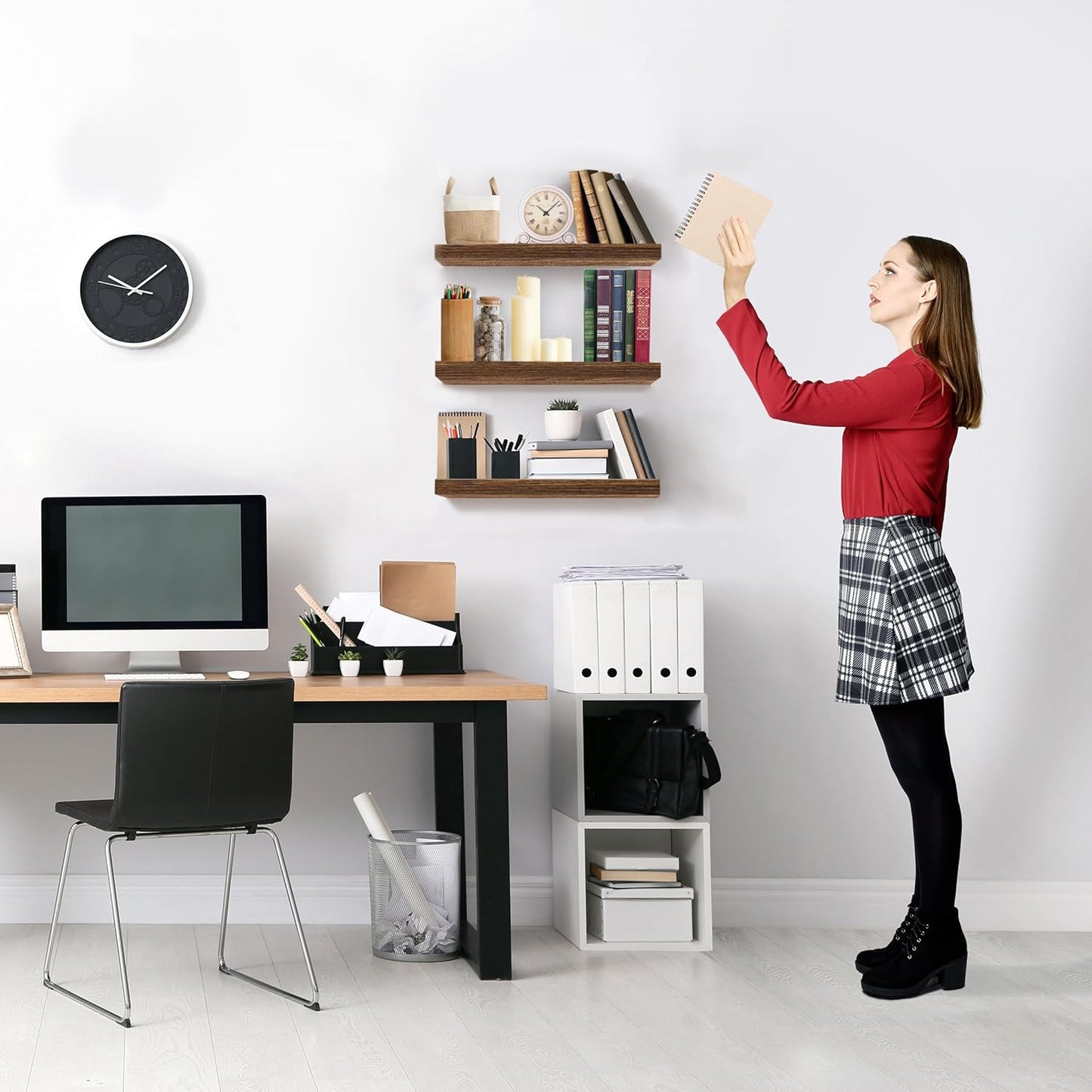 Sorbus Floating Shelves for Wall, Bathroom Shelves Wall Mounted for Kitchen, Bedroom, Bathroom Storage Over Toilet, Hanging Book Shelf for Wall Home Decor Living Room (Walnut, 3 Pack)