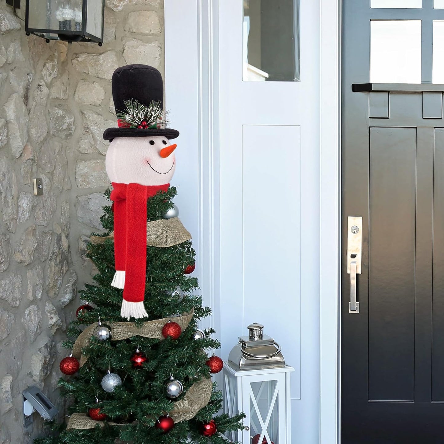 Christmas Tree Topper Snowman – Cute Hugger Santa Xmas Snowman Tree Topper, Christmas Tree Decoration for Holiday & New Year, Fits 4–7.5 FT Christmas Trees