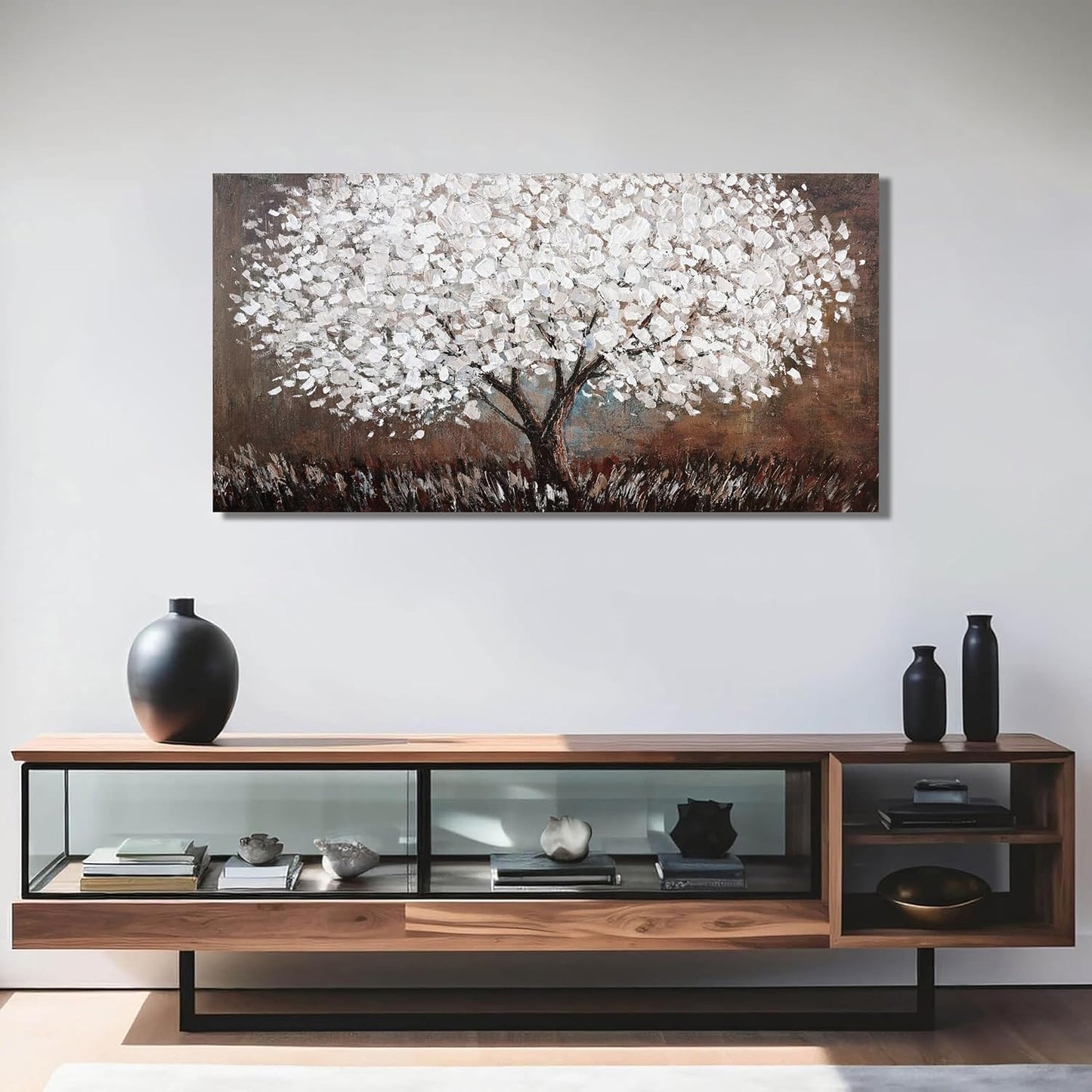 Canvas Wall Art Decor Artwork for Walls Tree of Life Wall Art for Living Room Black and White Wall Art Decor Vintage Tree Flower Wall Decor Art Paintings Prints for Room Home Office Wall Decor 20"X40"